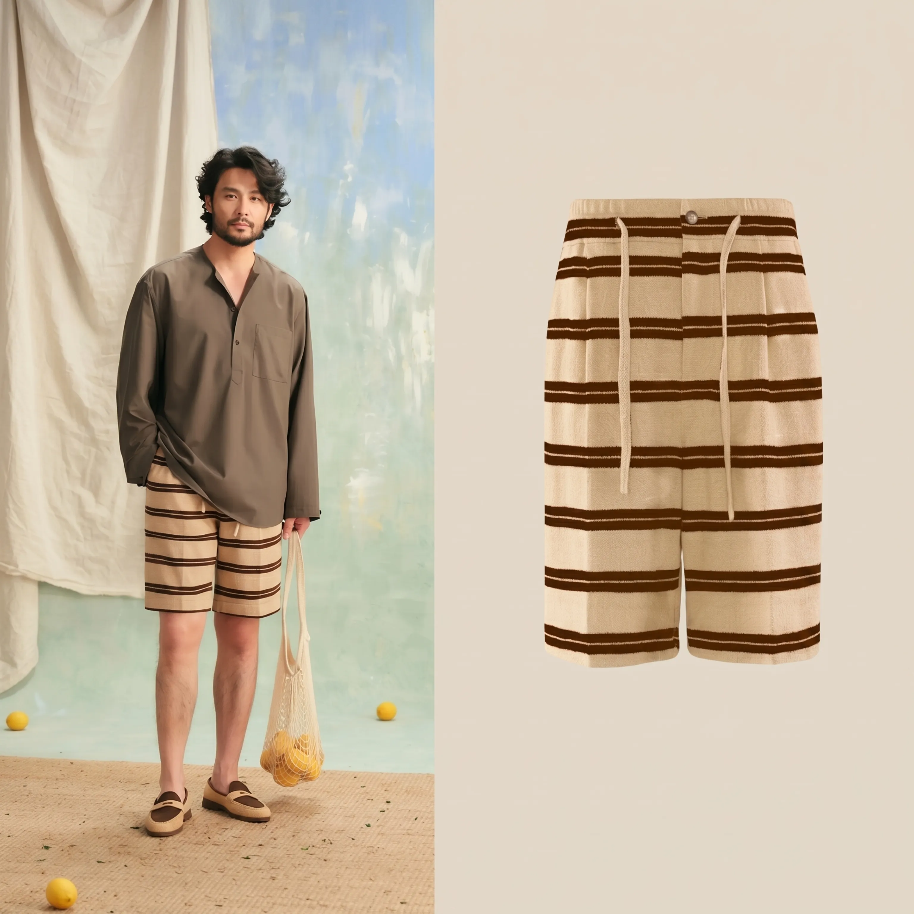 Striped Drawstring Shorts - Image 6