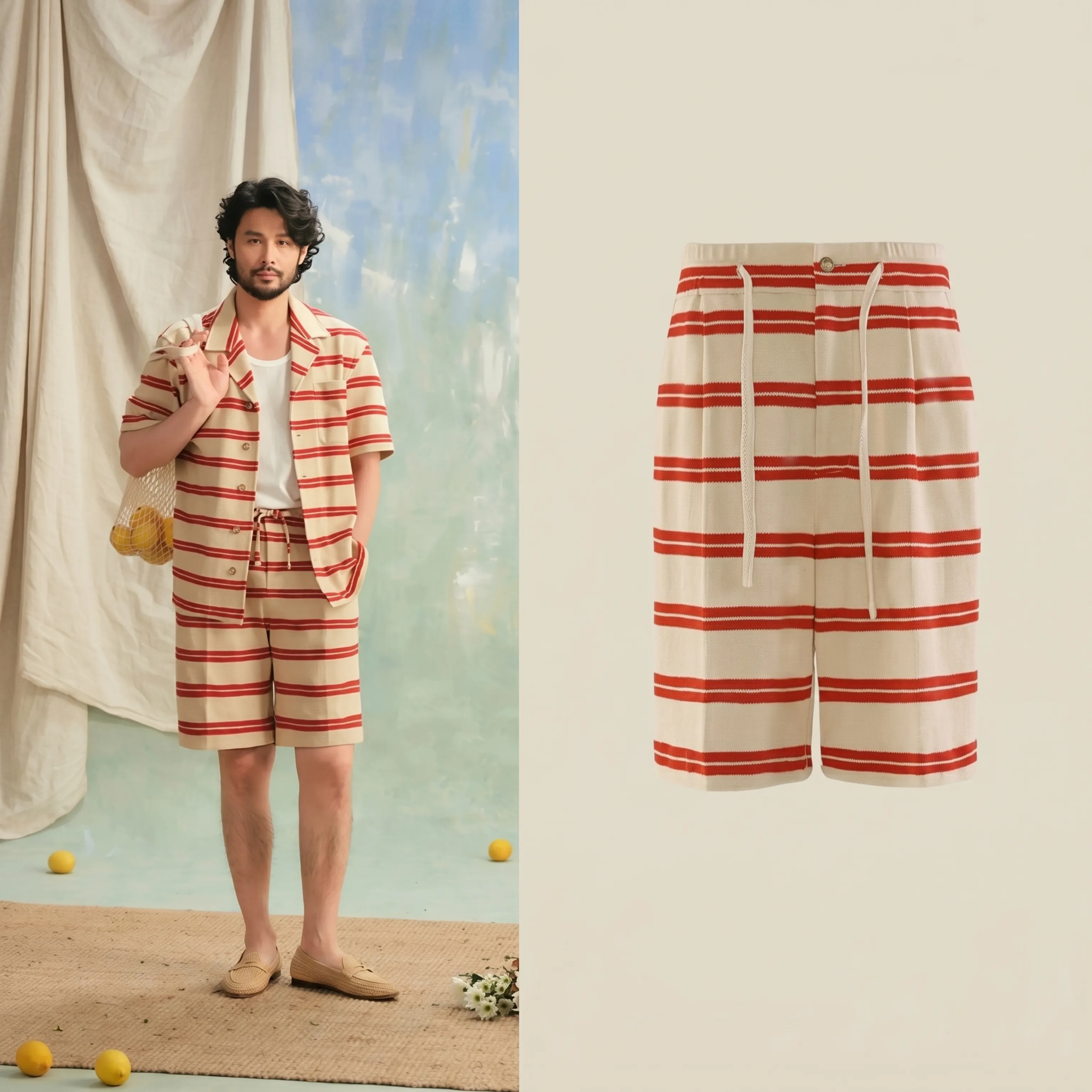 Striped Drawstring Shorts - Image 7