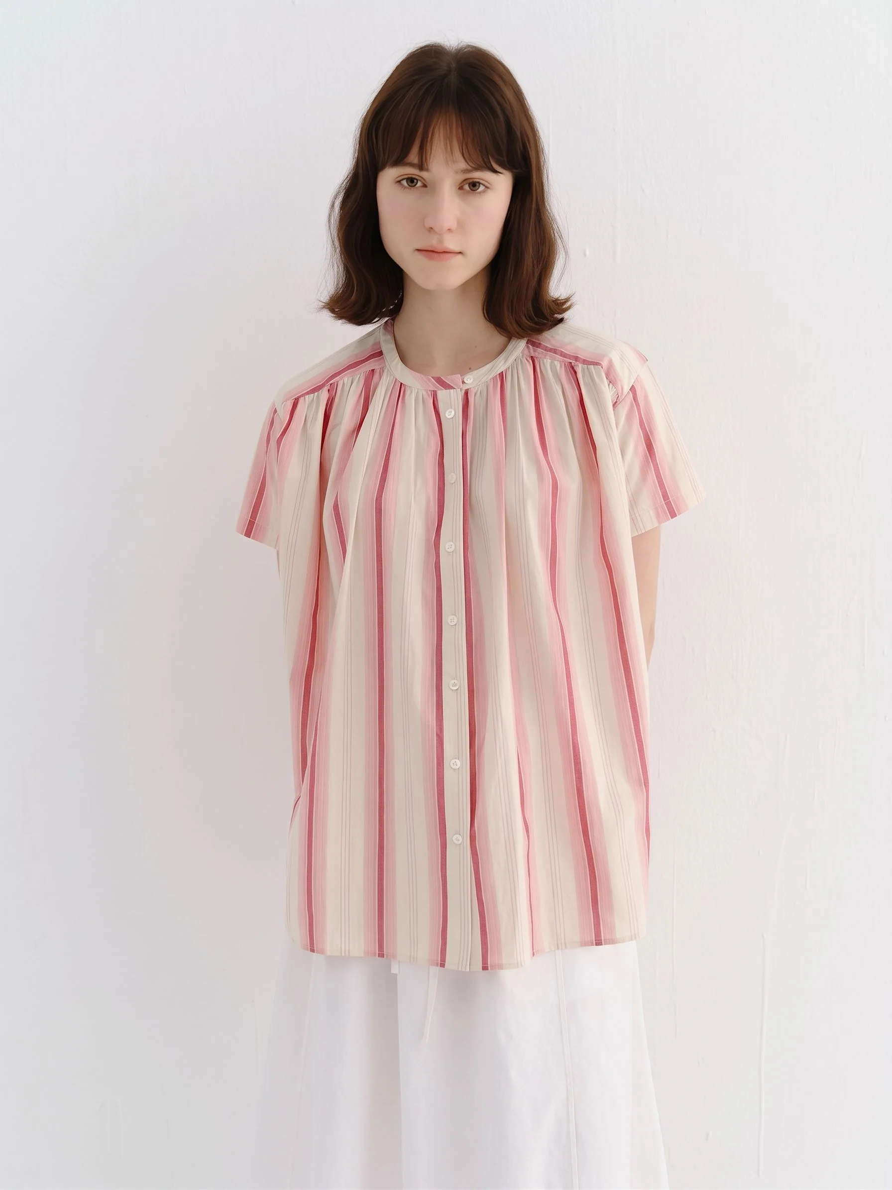 Striped Gathered Blouse