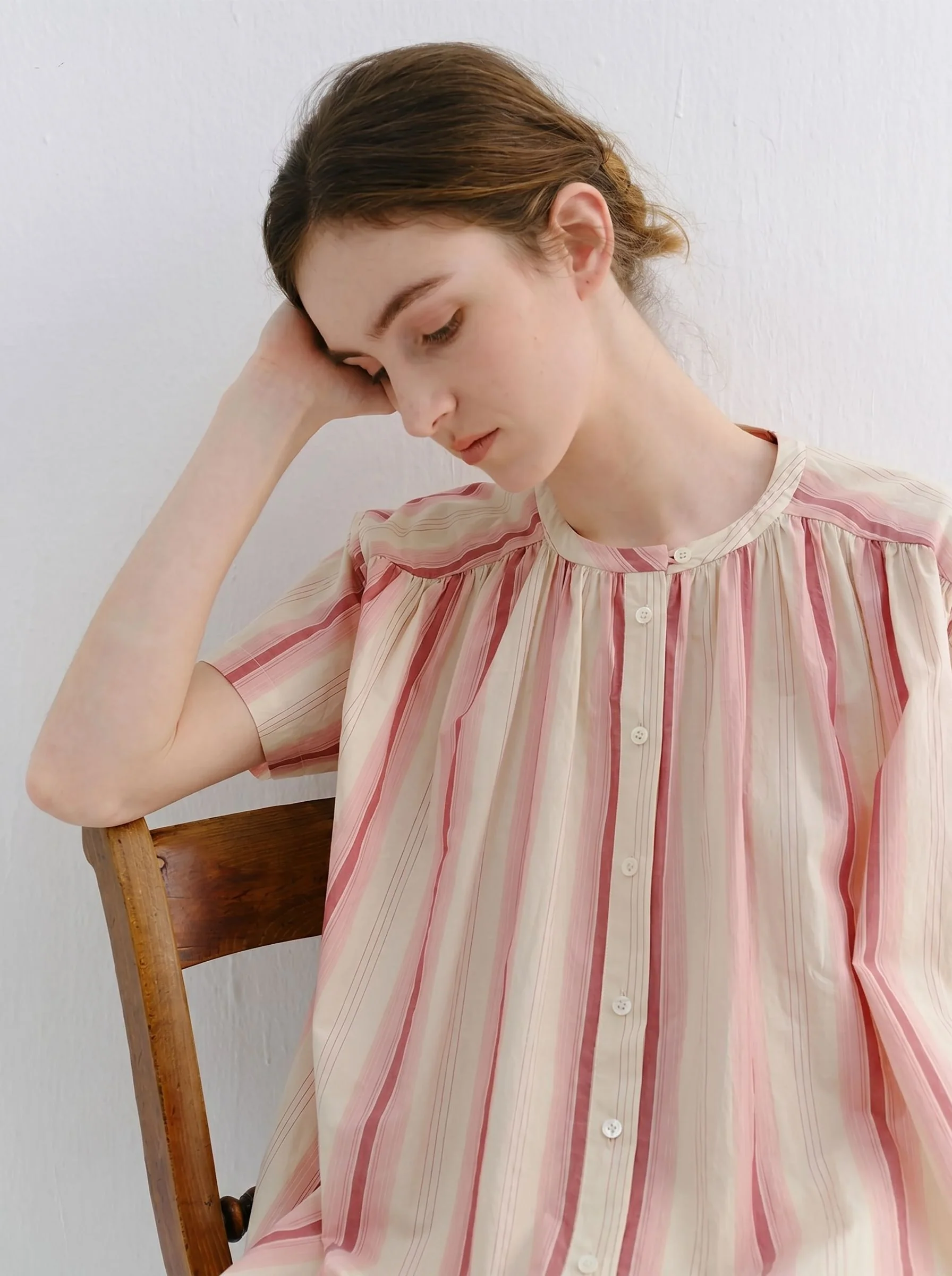 Striped Gathered Blouse - Image 3