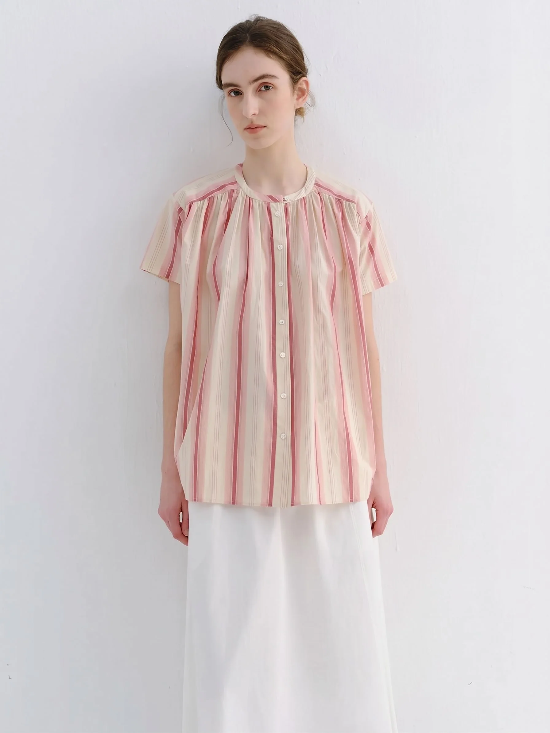 Striped Gathered Blouse - Image 4