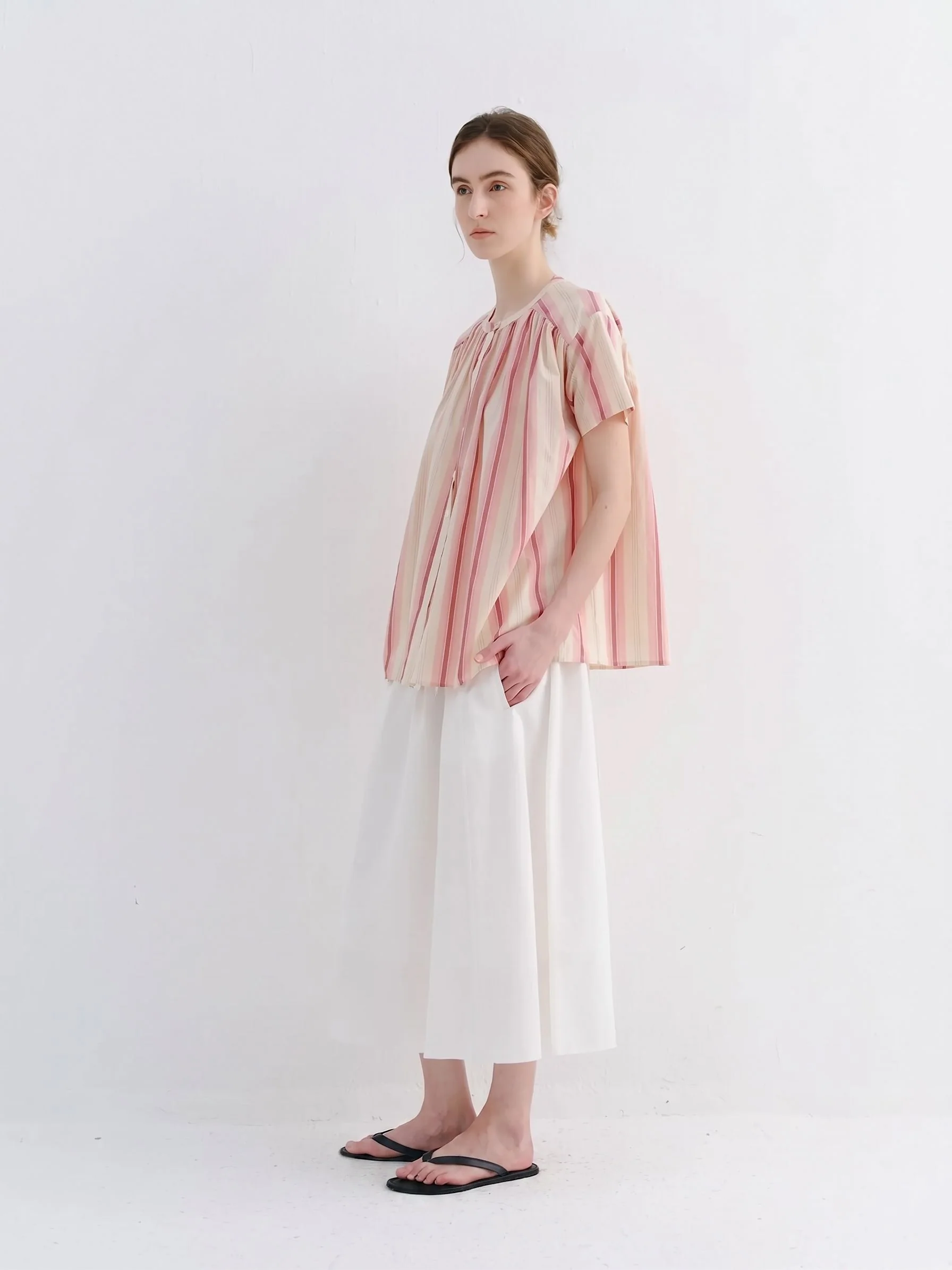 Striped Gathered Blouse - Image 5