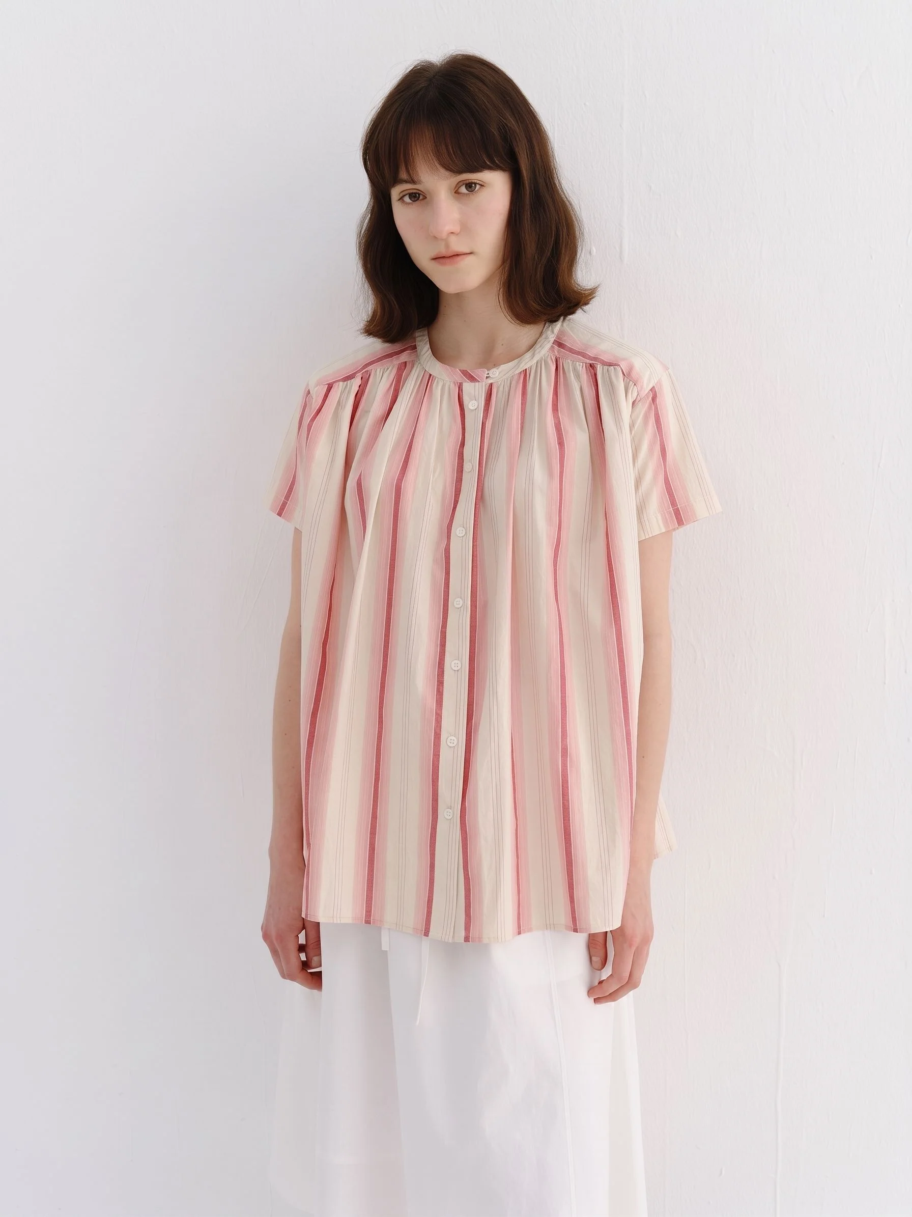 Striped Gathered Blouse - Image 6