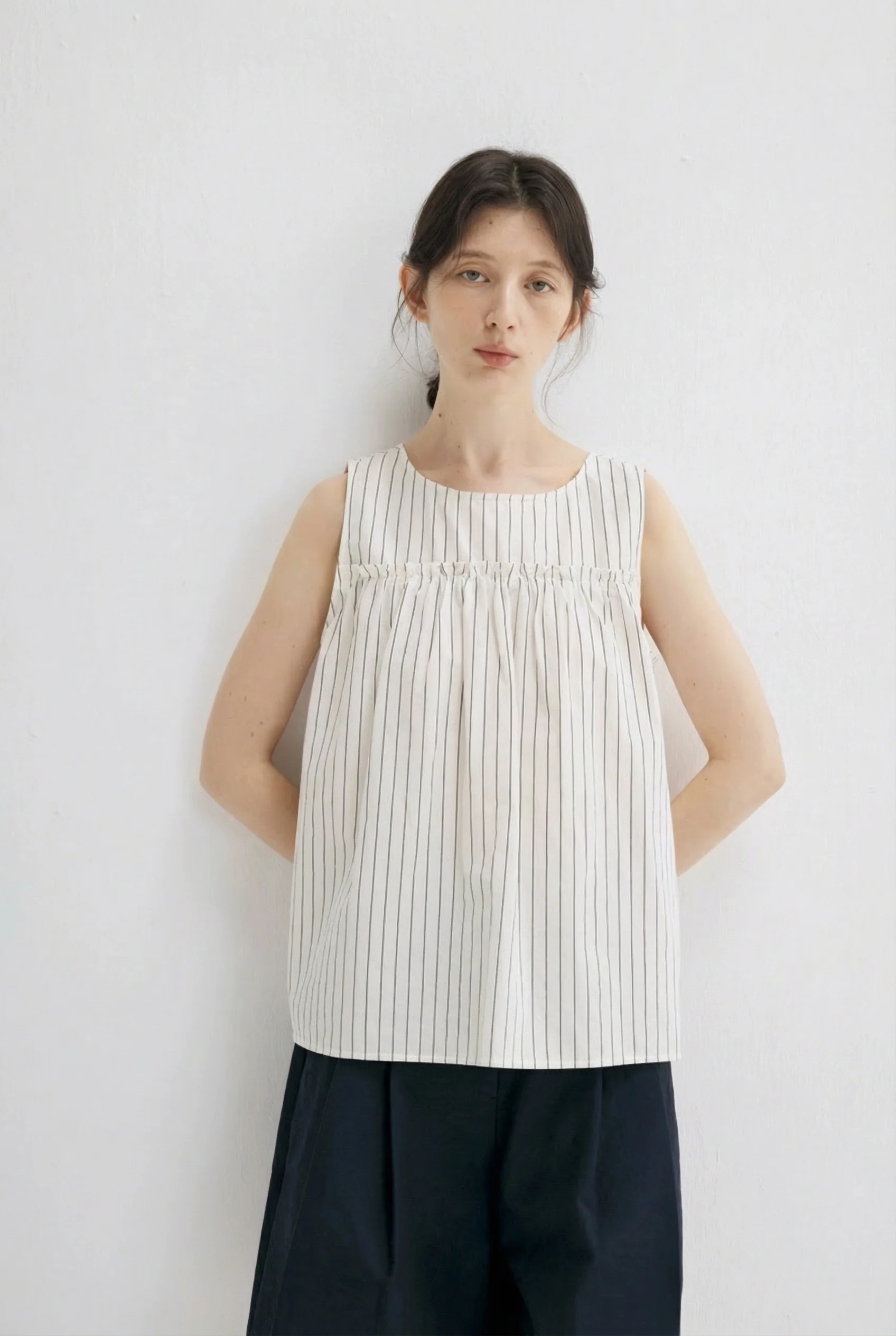 Striped Gathered Tank