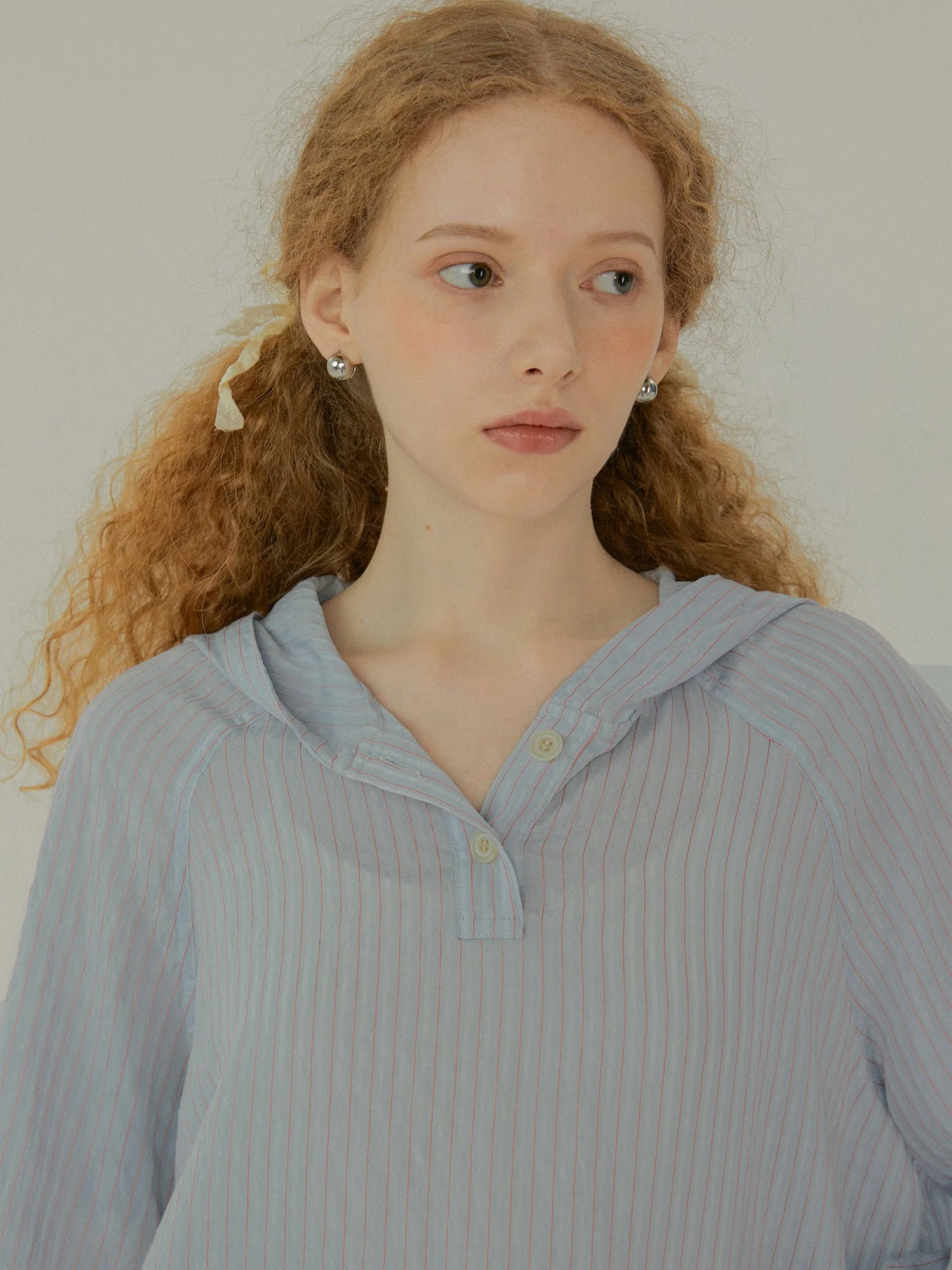 Striped Hooded Blouse - Image 2