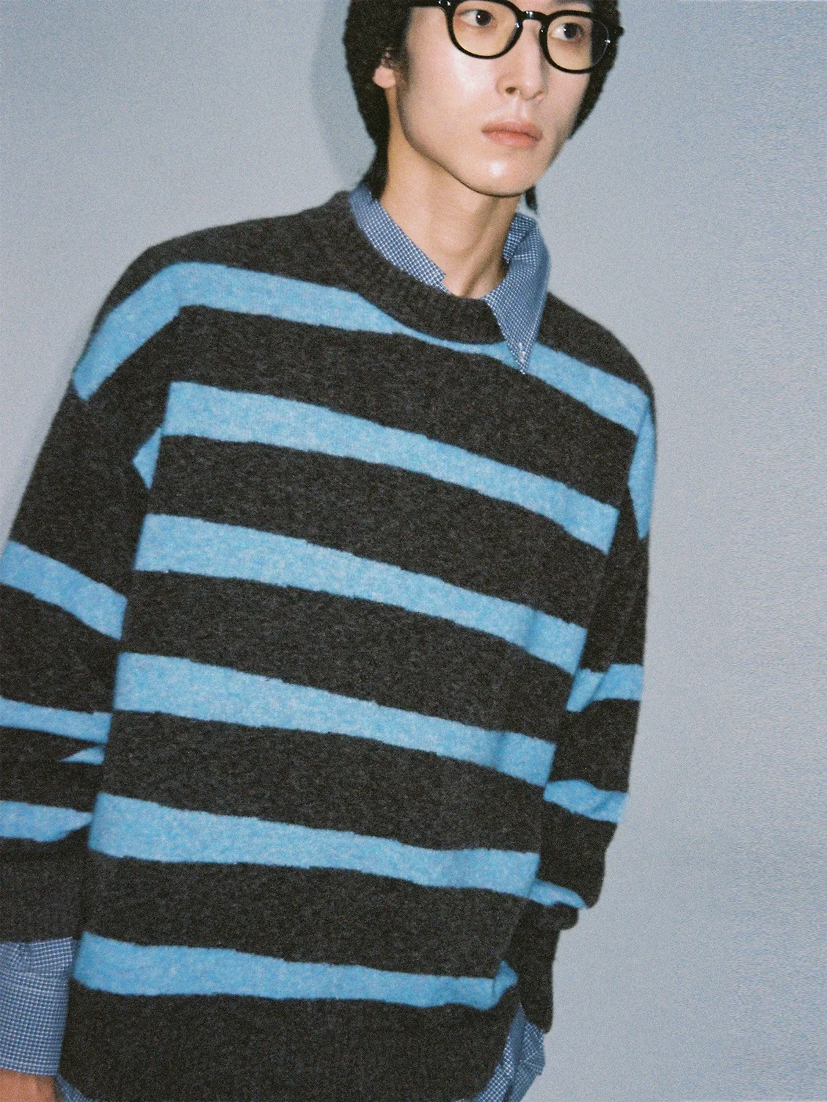 Striped Intarsia Crew Neck Sweater - Image 3