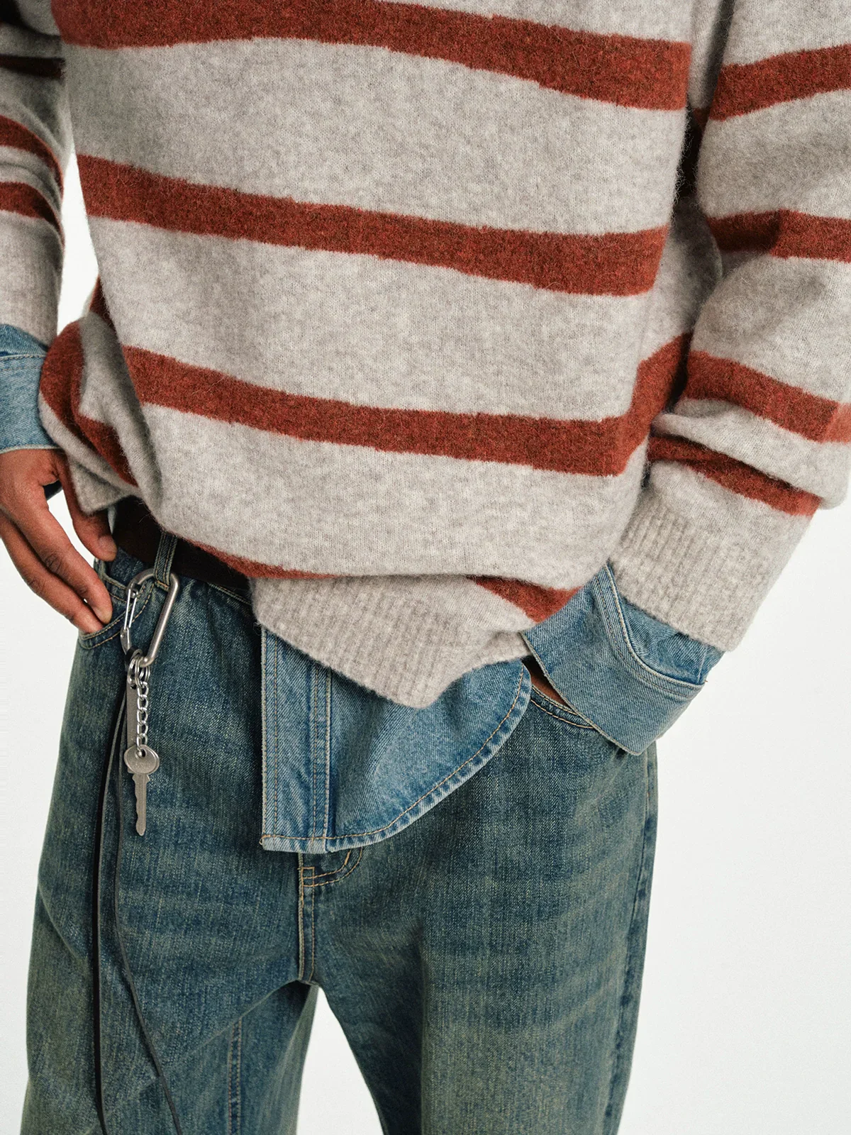 Striped Intarsia Crew Neck Sweater - Image 4