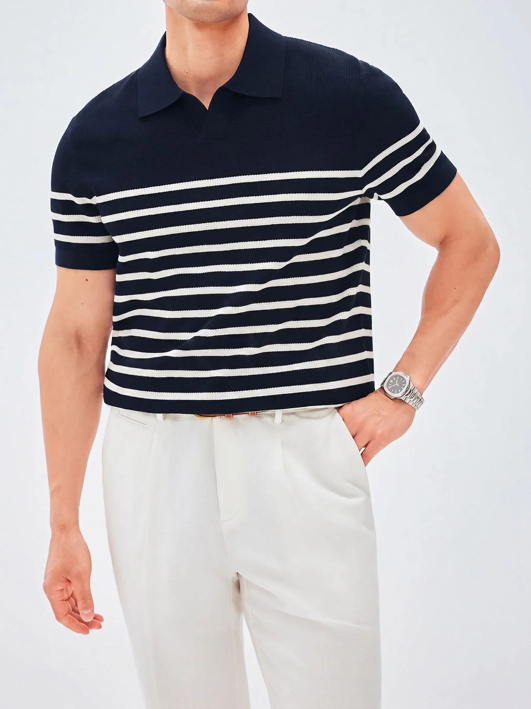 Striped Knit Polo
