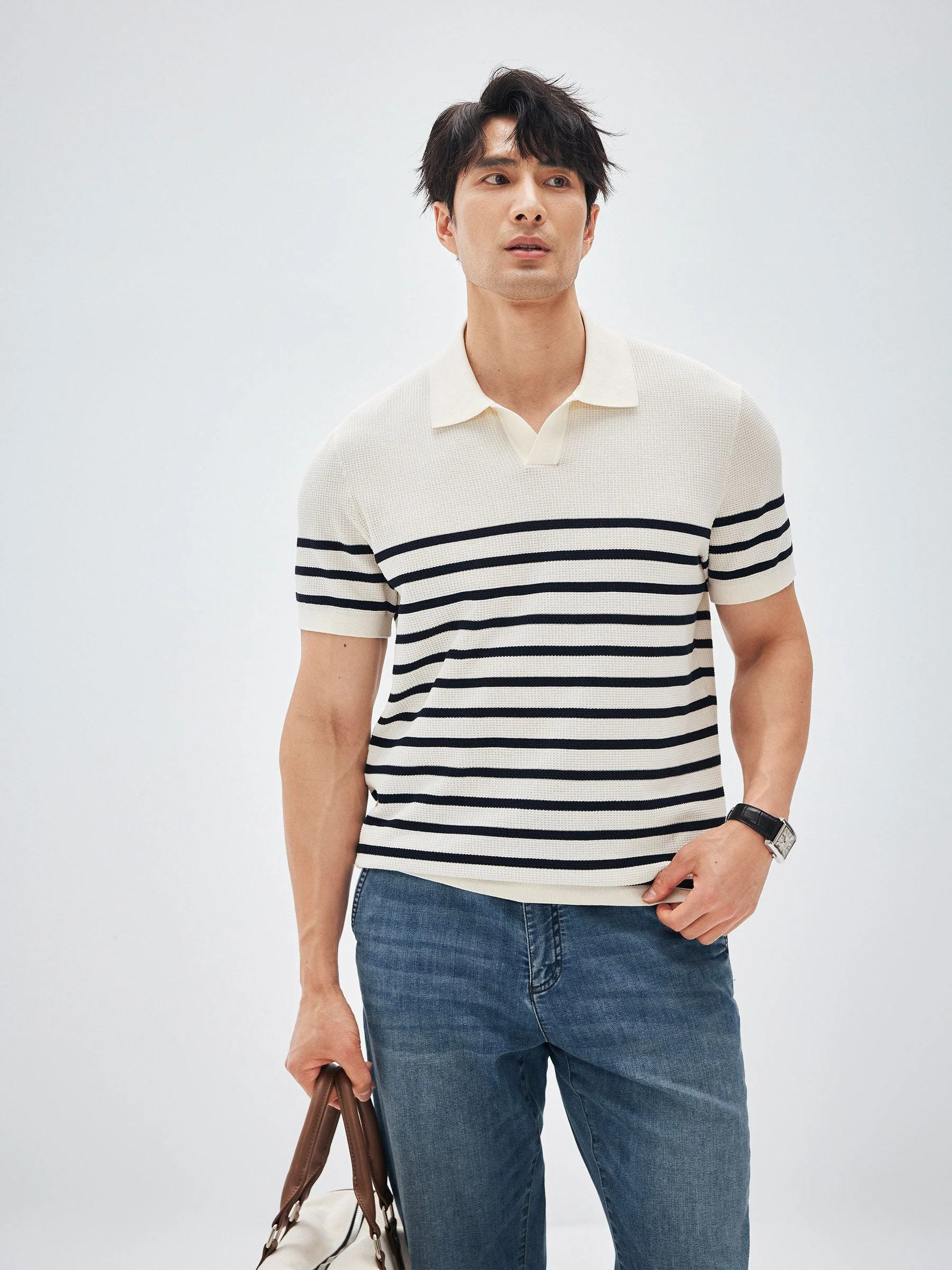 Striped Knit Polo - Image 3