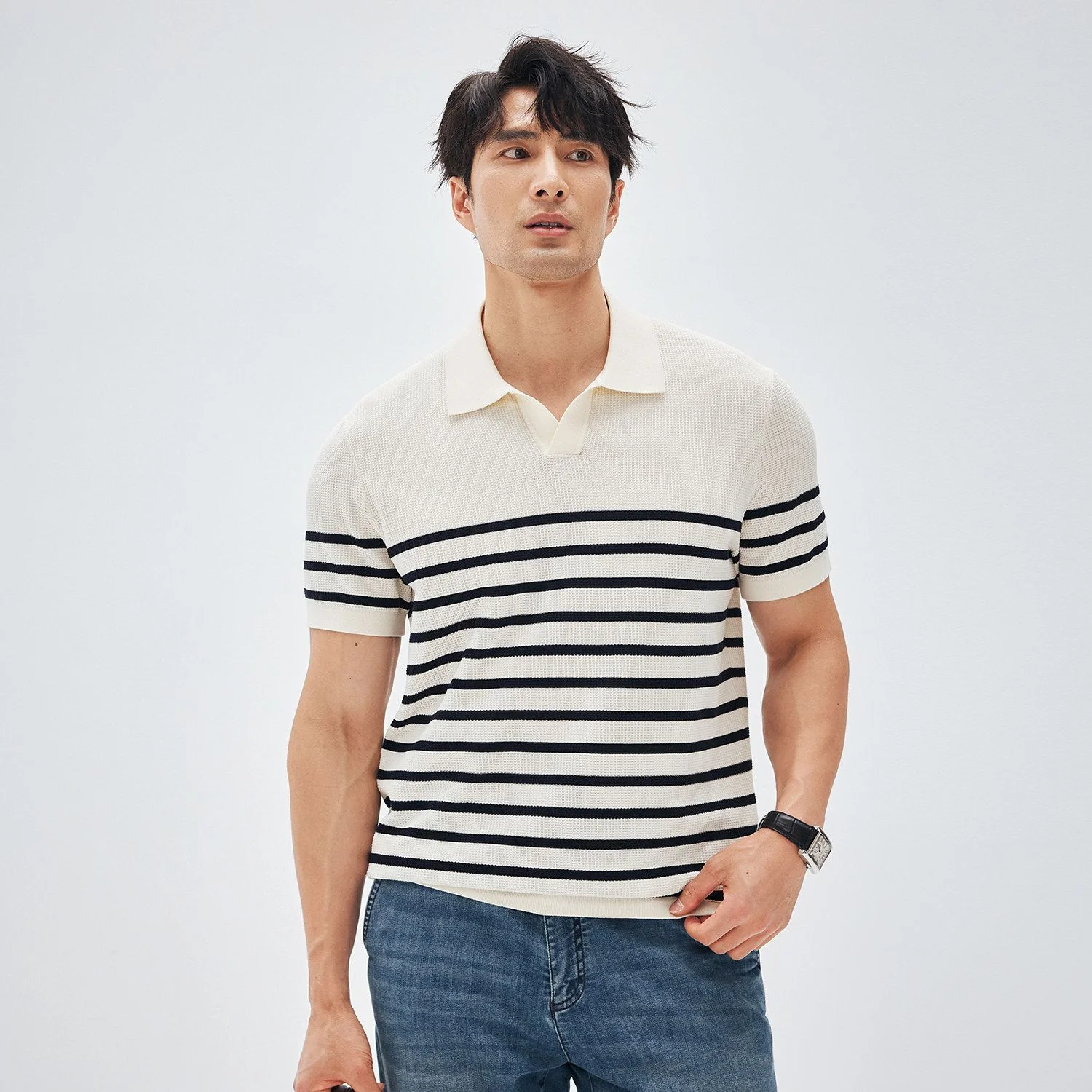 Striped Knit Polo - Image 7