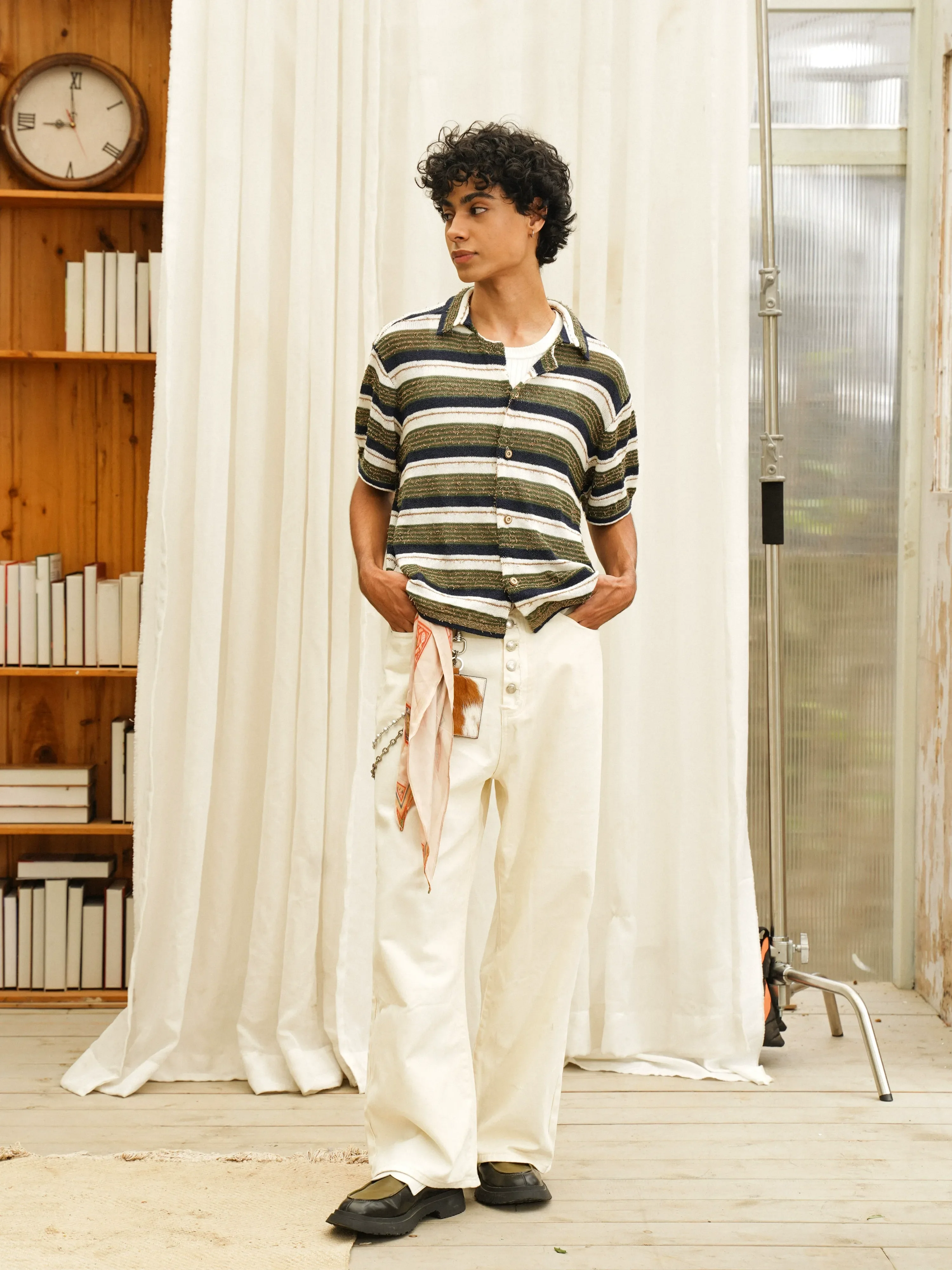 Striped Knit Short Sleeve Shirt - Image 3