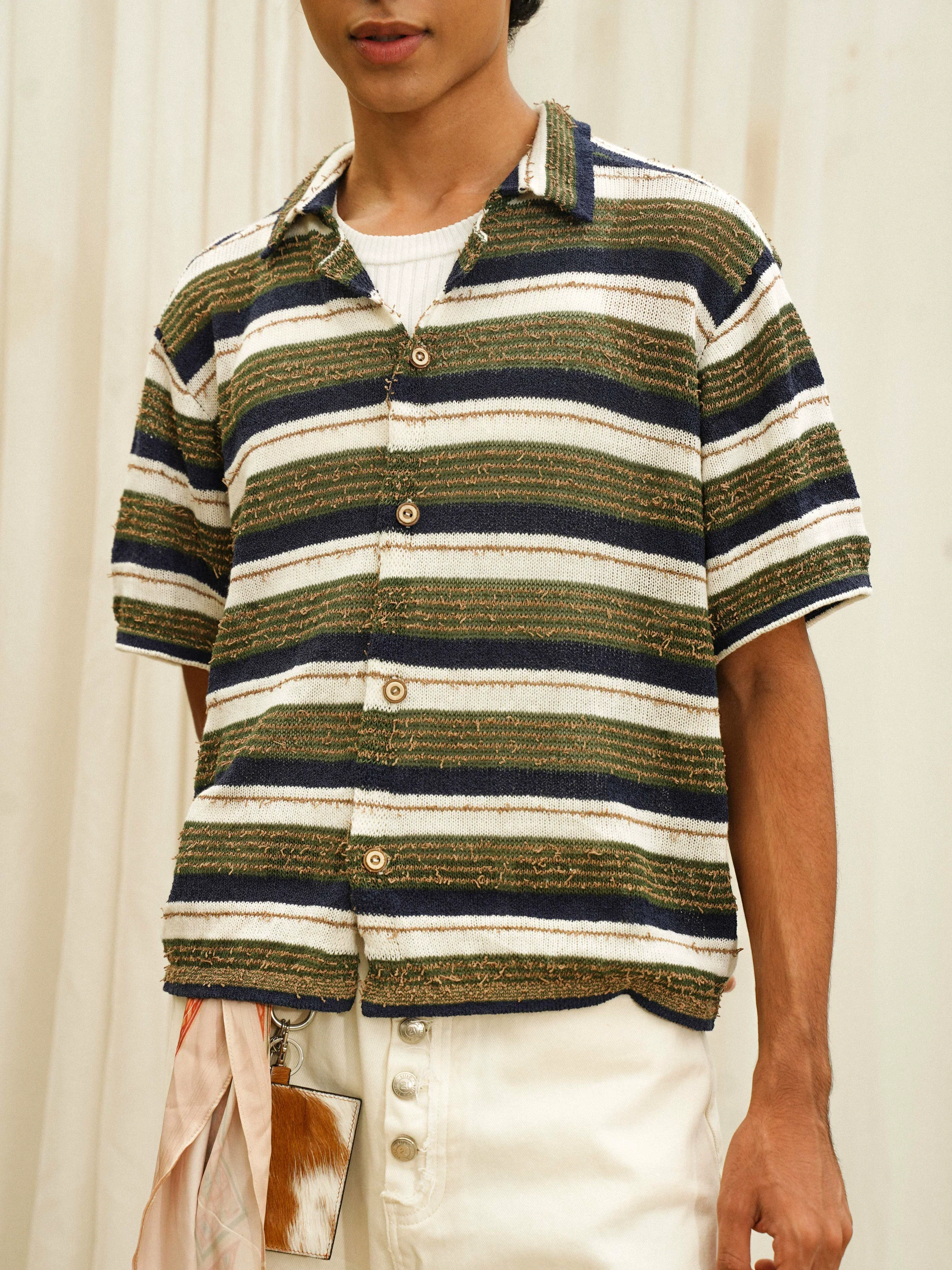 Striped Knit Short Sleeve Shirt - Image 5