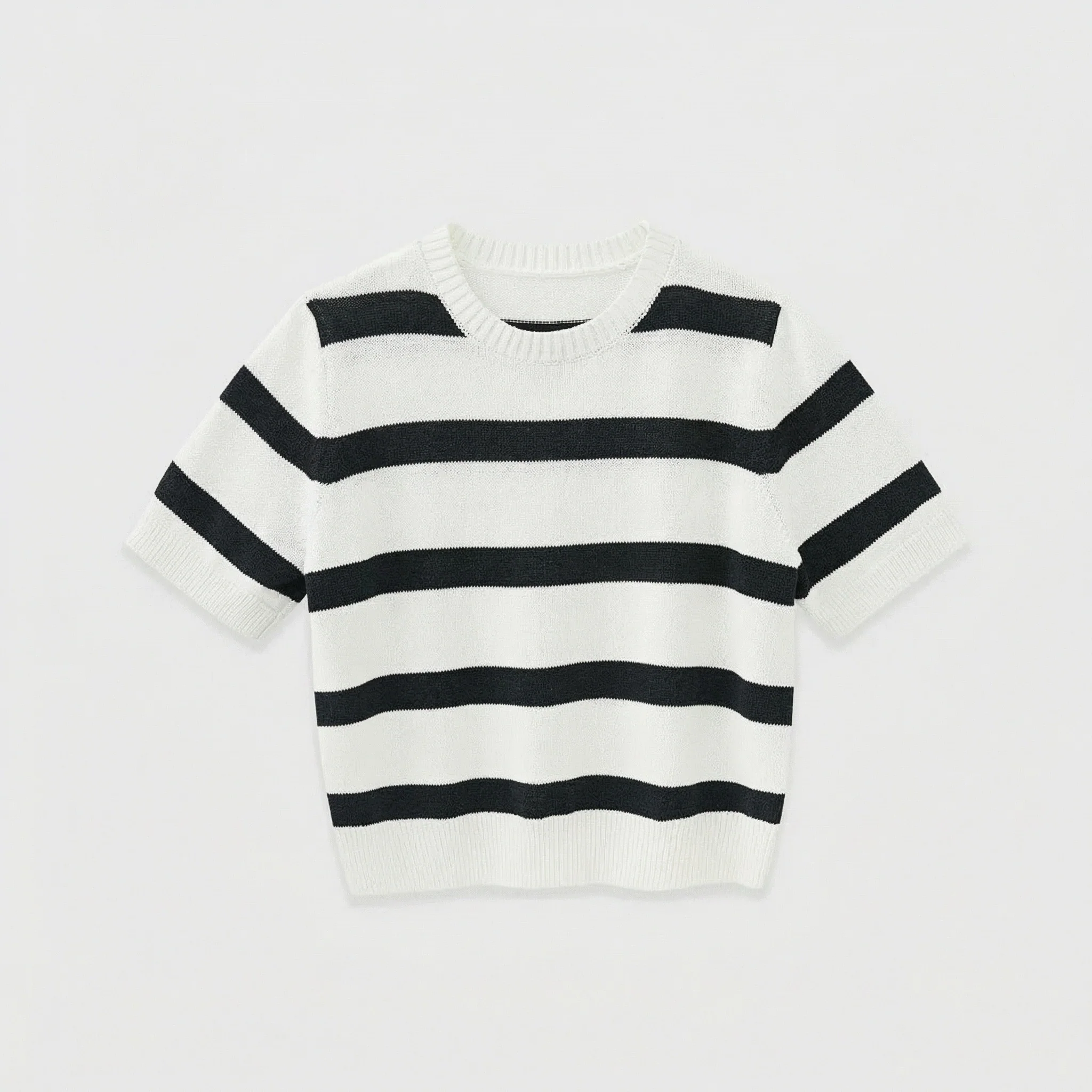 Striped Knit Short-Sleeve Sweater - Image 6