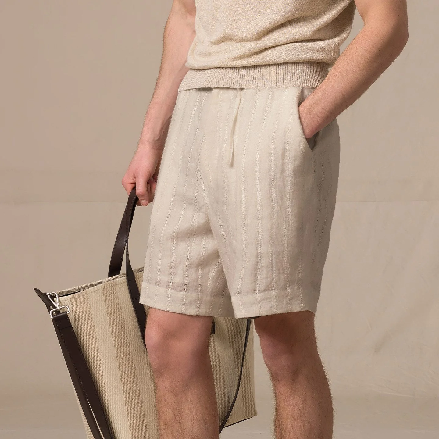 Striped Linen Shorts - Image 8