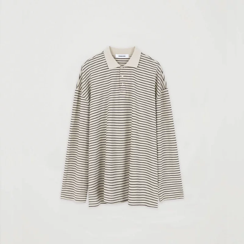 Striped Long-Sleeve Knit Polo - Image 6