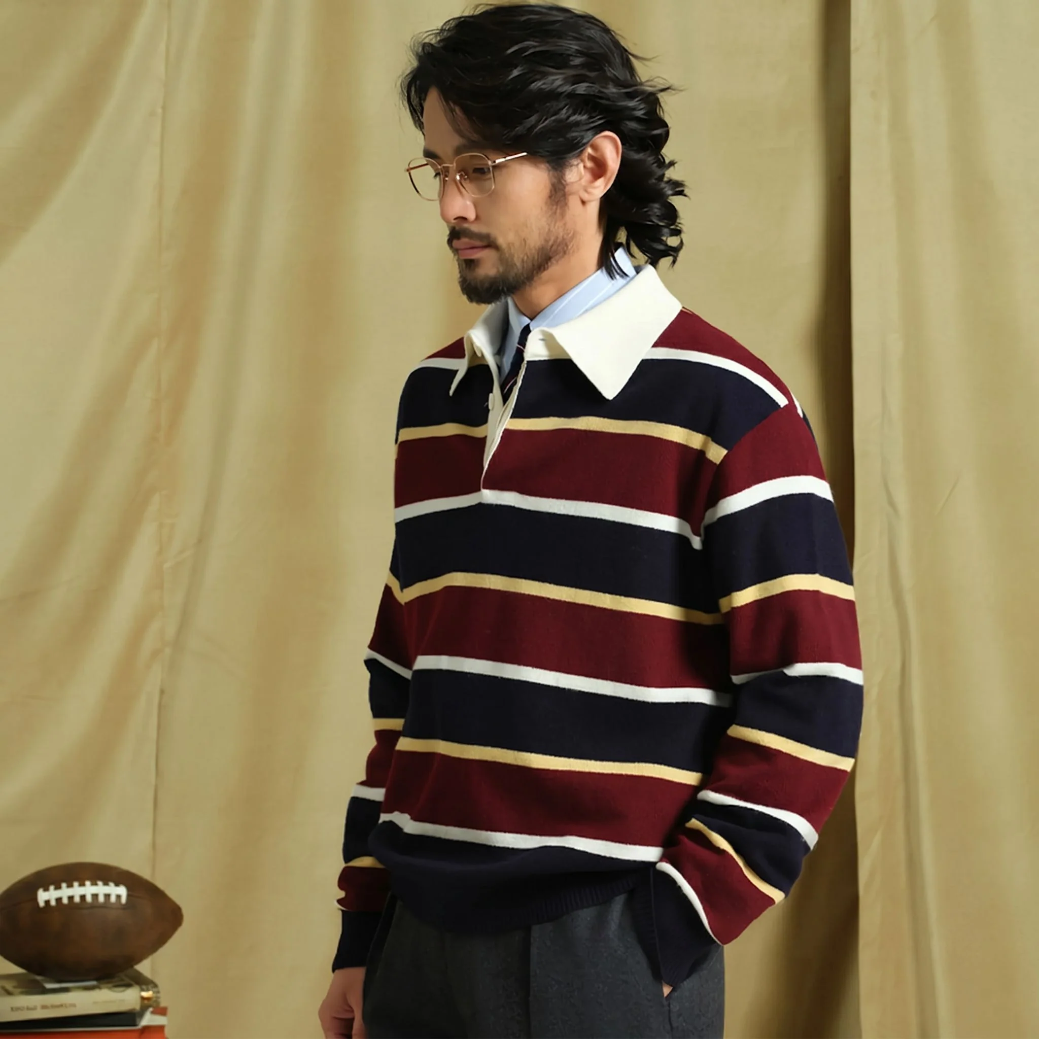 Striped Merino Wool Rugby Shirt - Image 3