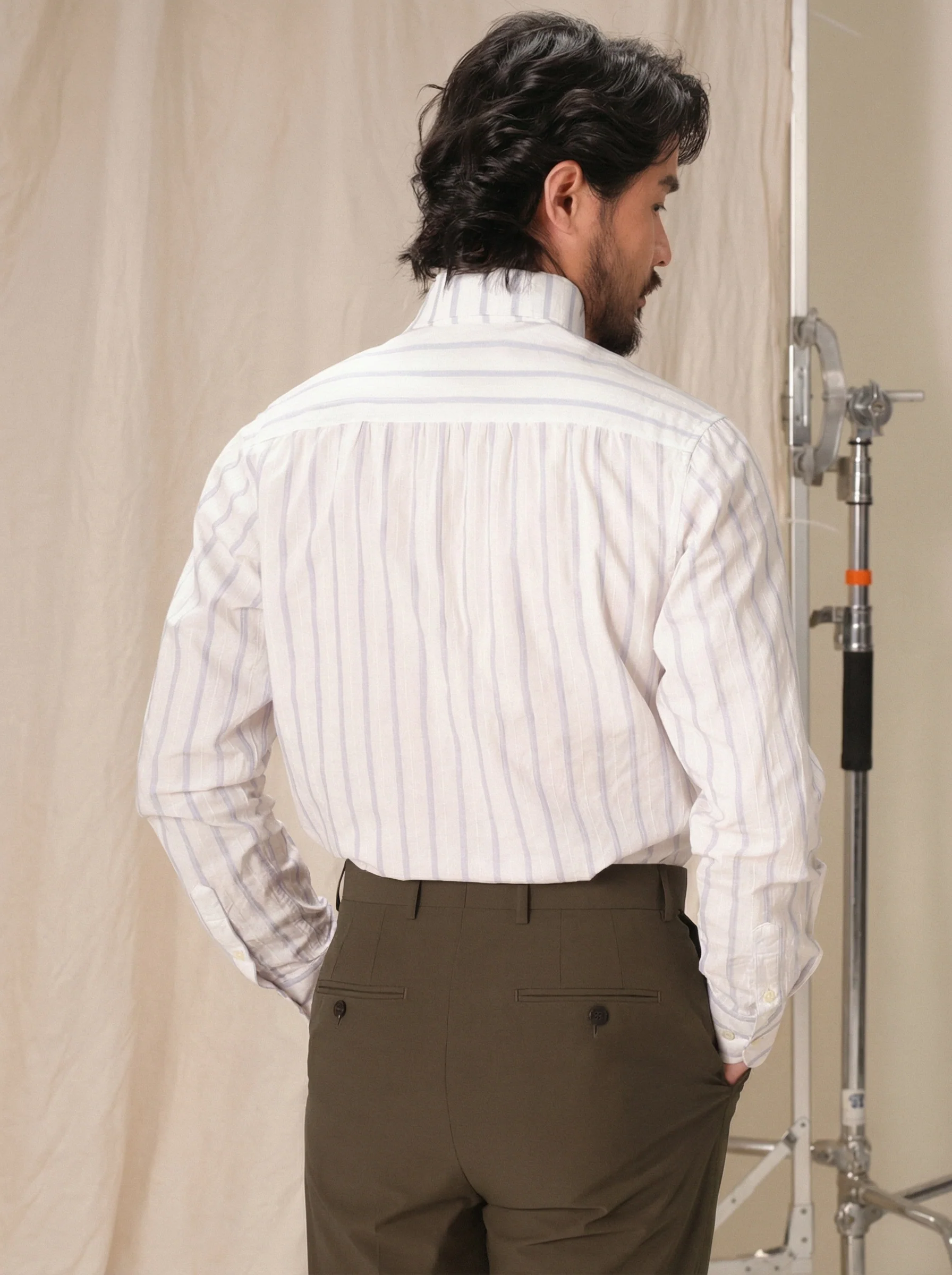 Striped One-Piece Collar Shirt - Image 2