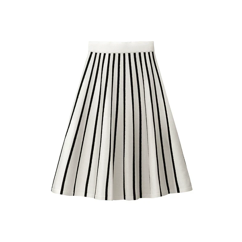 Striped Pleated Midi Skirt - Image 2