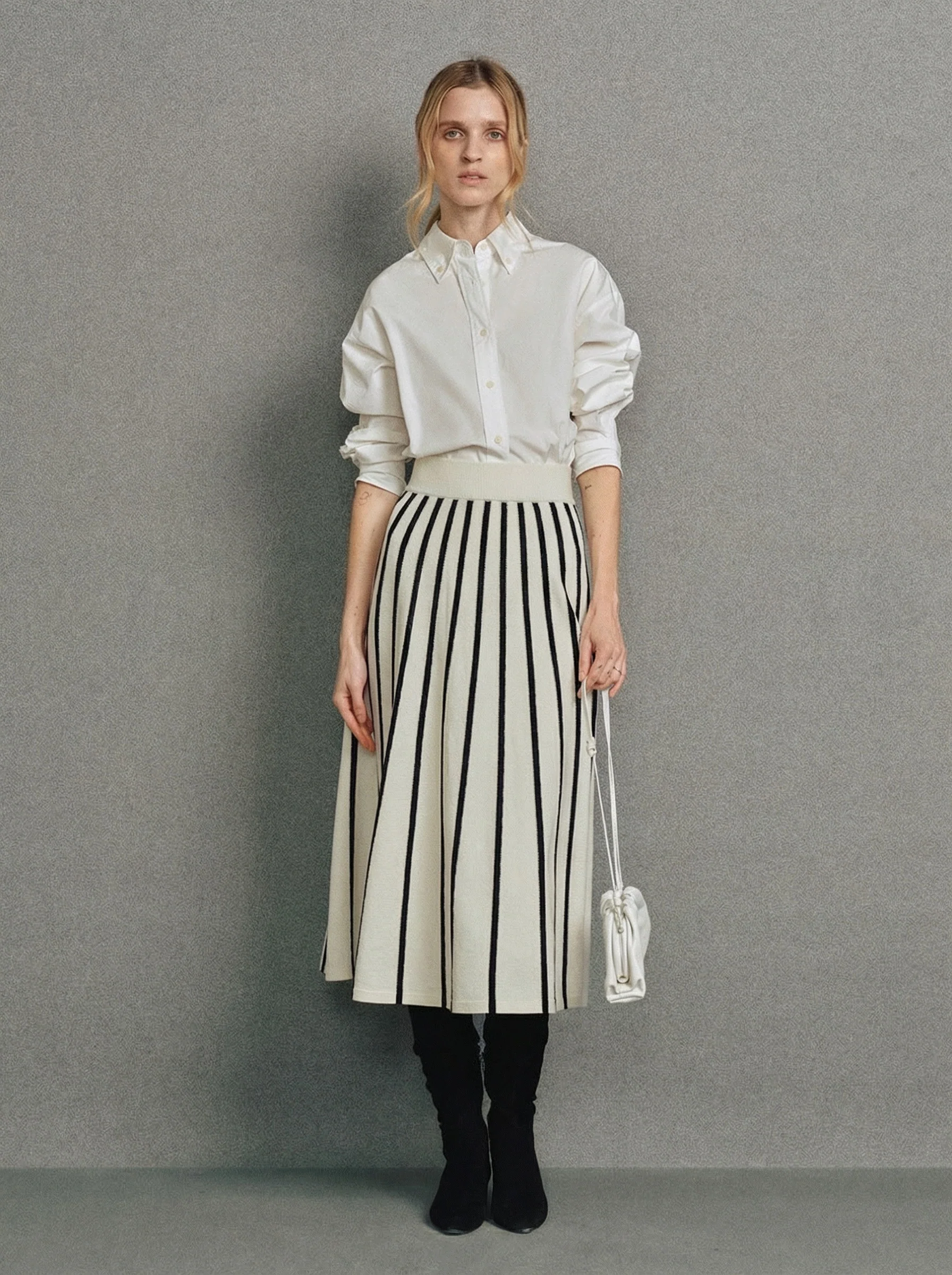 Striped Pleated Midi Skirt - Image 4