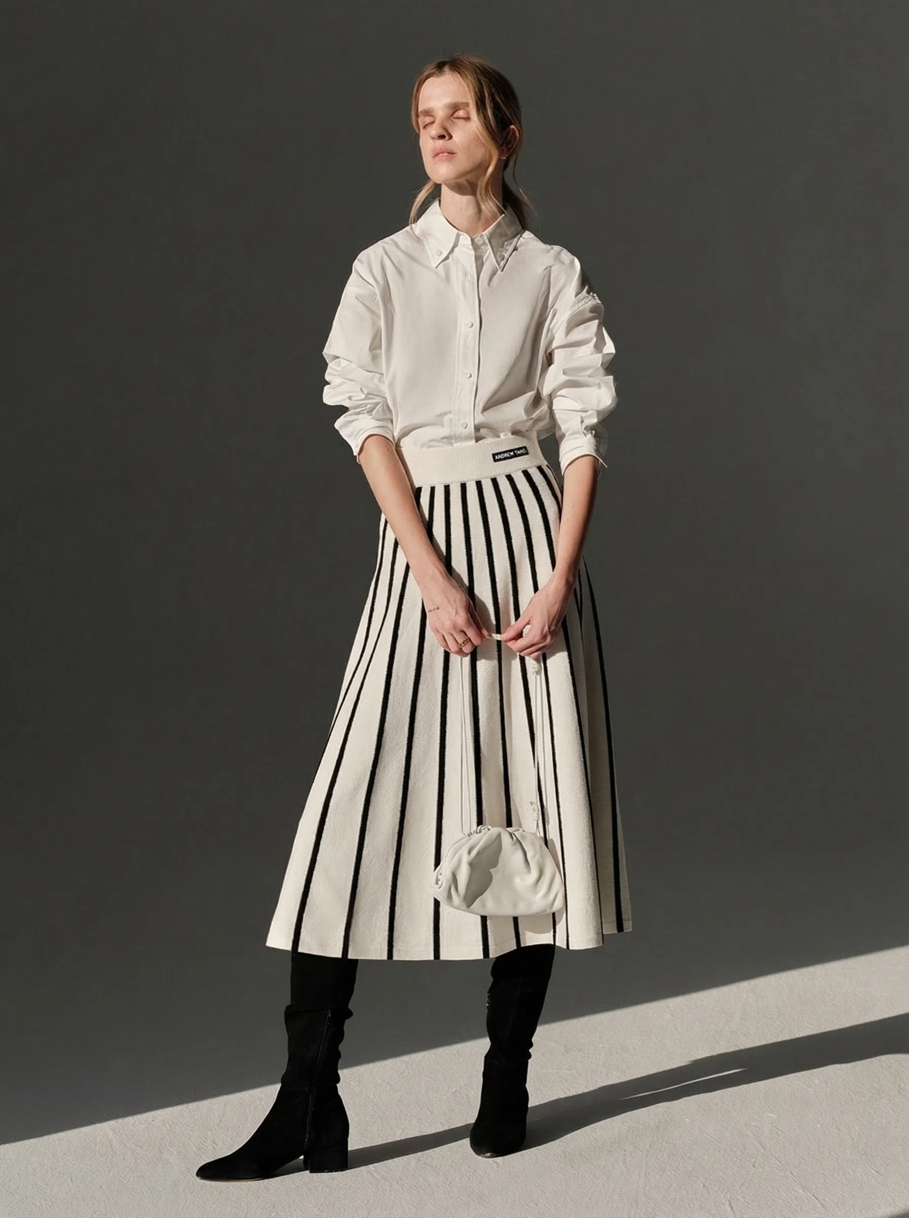 Striped Pleated Midi Skirt - Image 5
