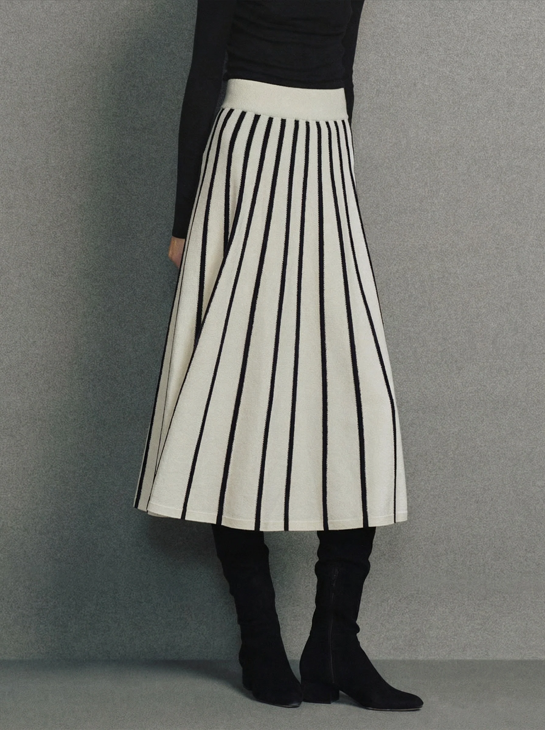 Striped Pleated Midi Skirt - Image 6