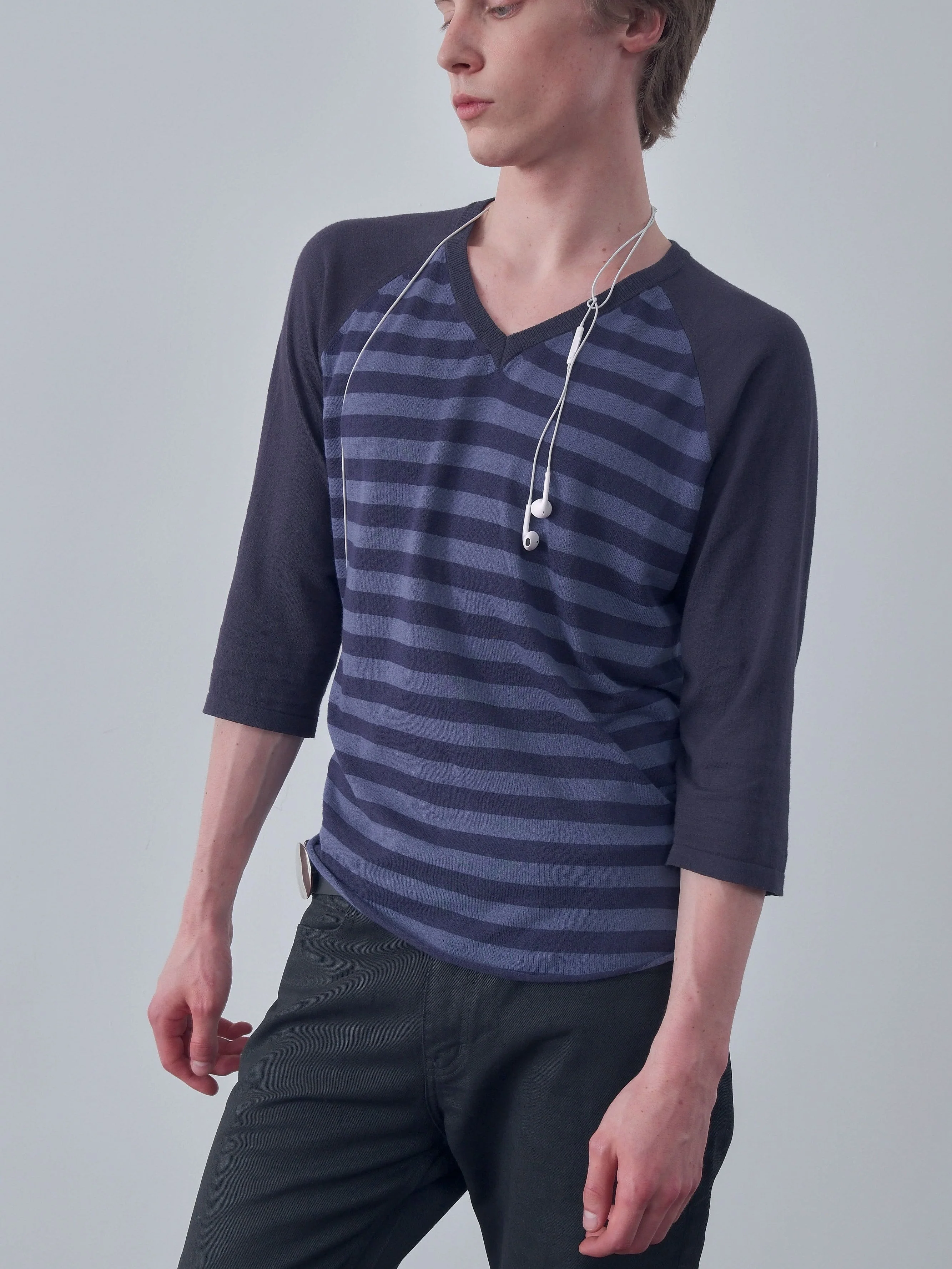 Striped Raglan V-Neck - Image 5