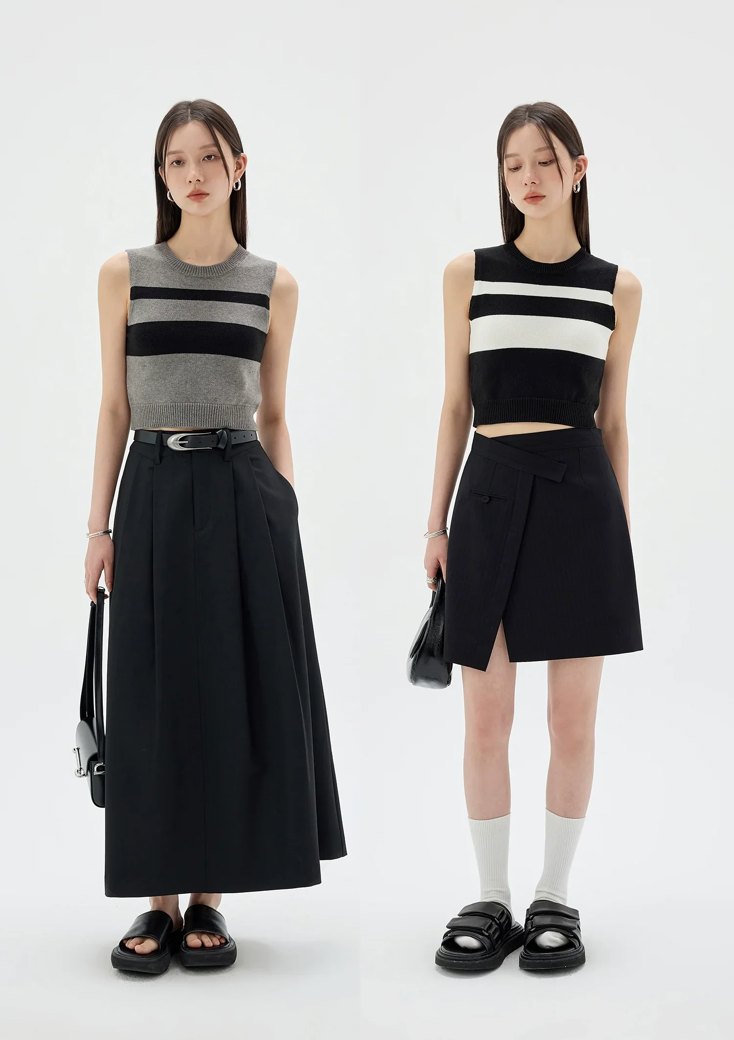 Striped Sleeveless Knit Crop Top