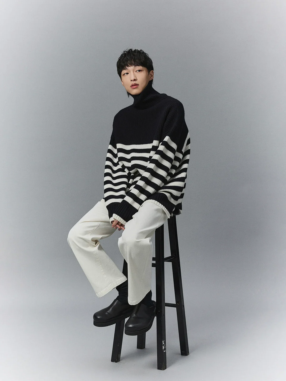Striped Turtleneck Sweater - Image 2