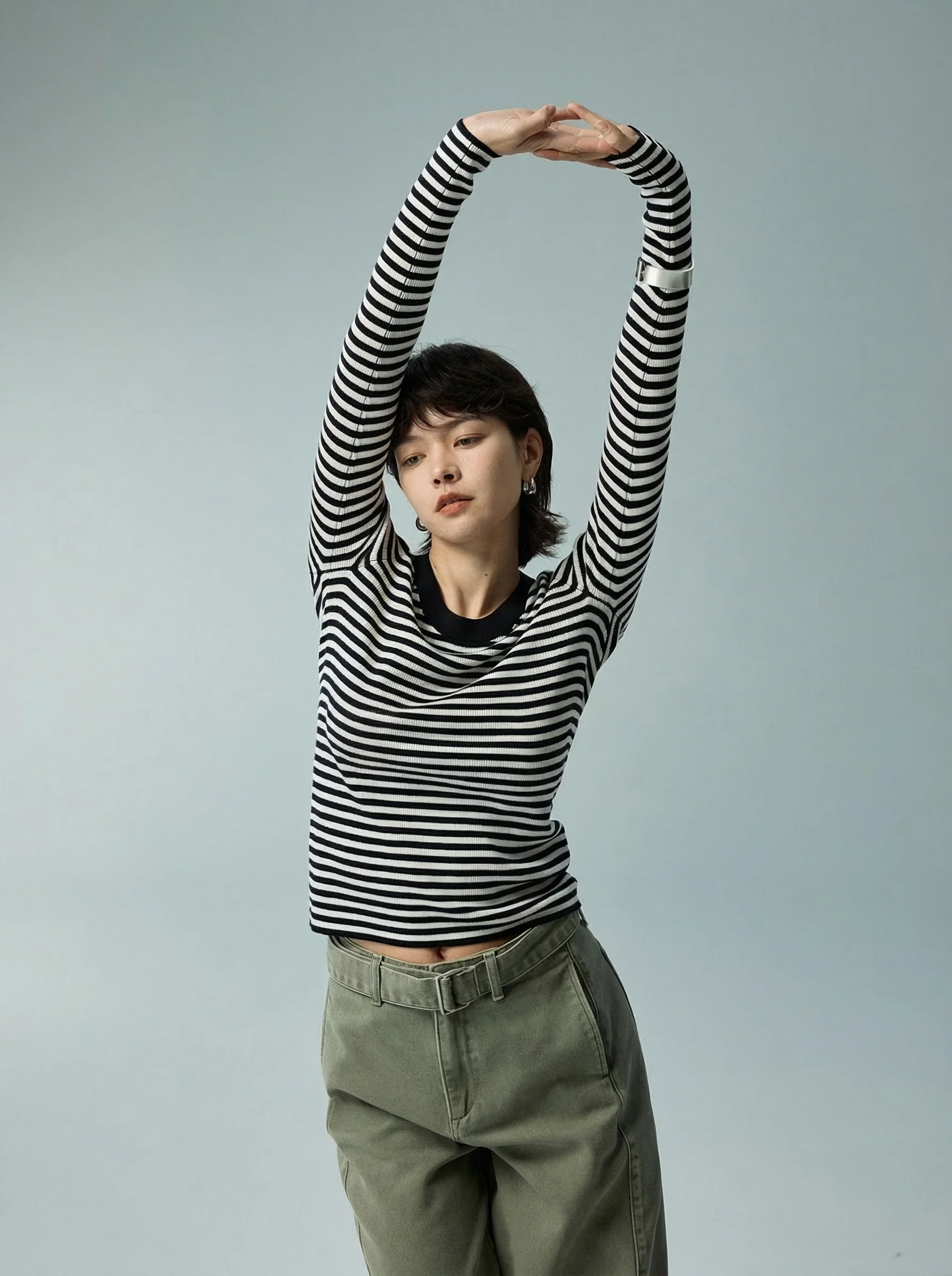 Striped U-Neck Top