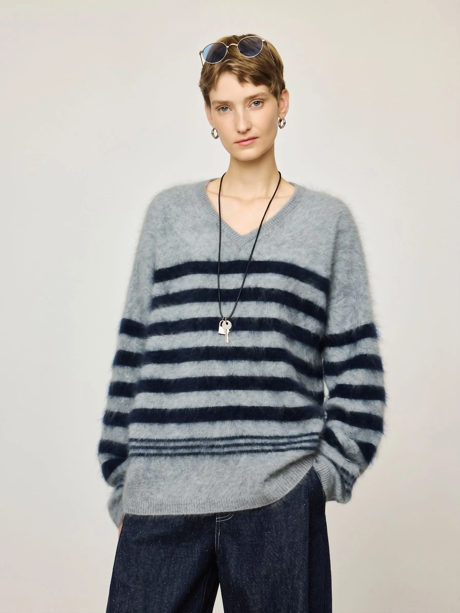 Striped V-Neck Sweater