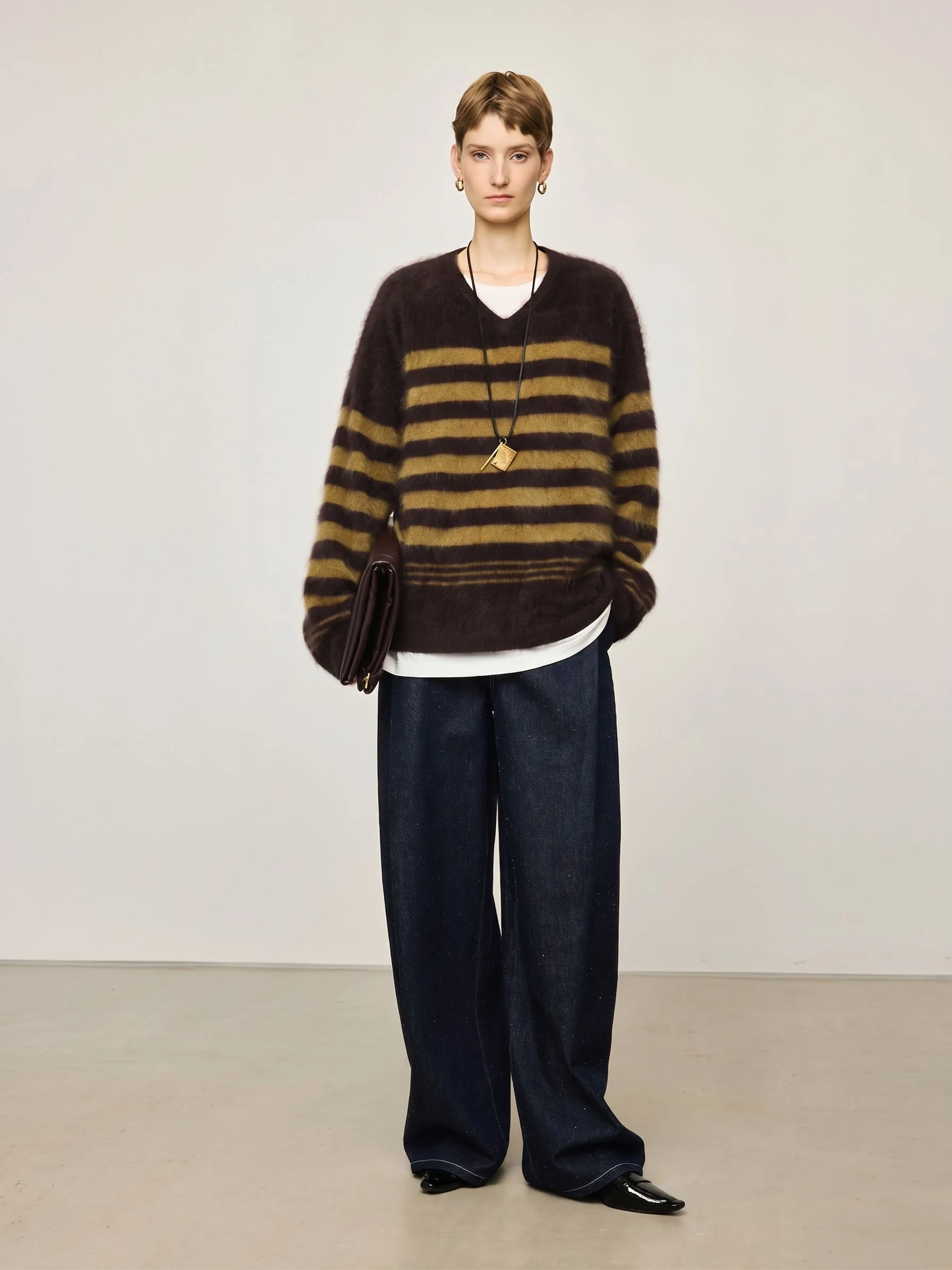 Striped V-Neck Sweater - Image 3