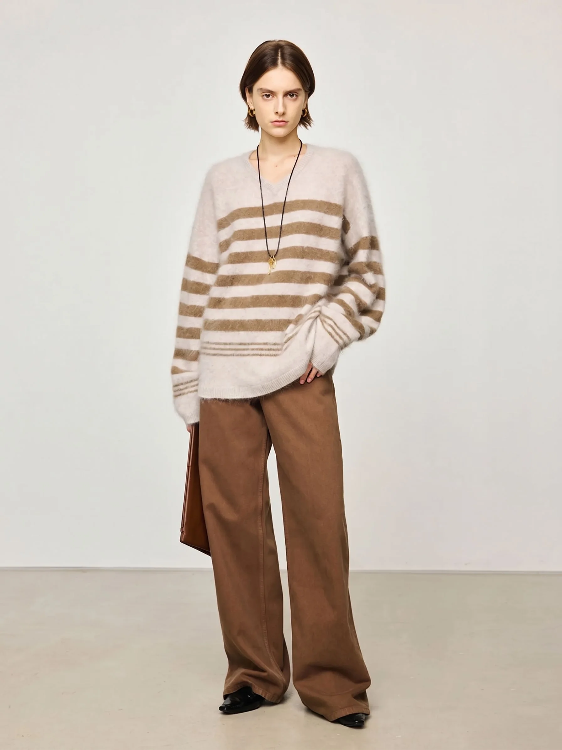 Striped V-Neck Sweater - Image 4