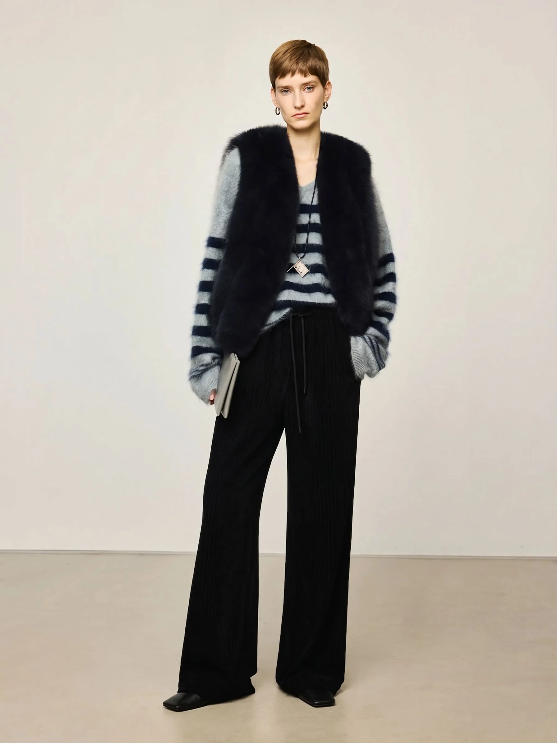 Striped V-Neck Sweater - Image 5