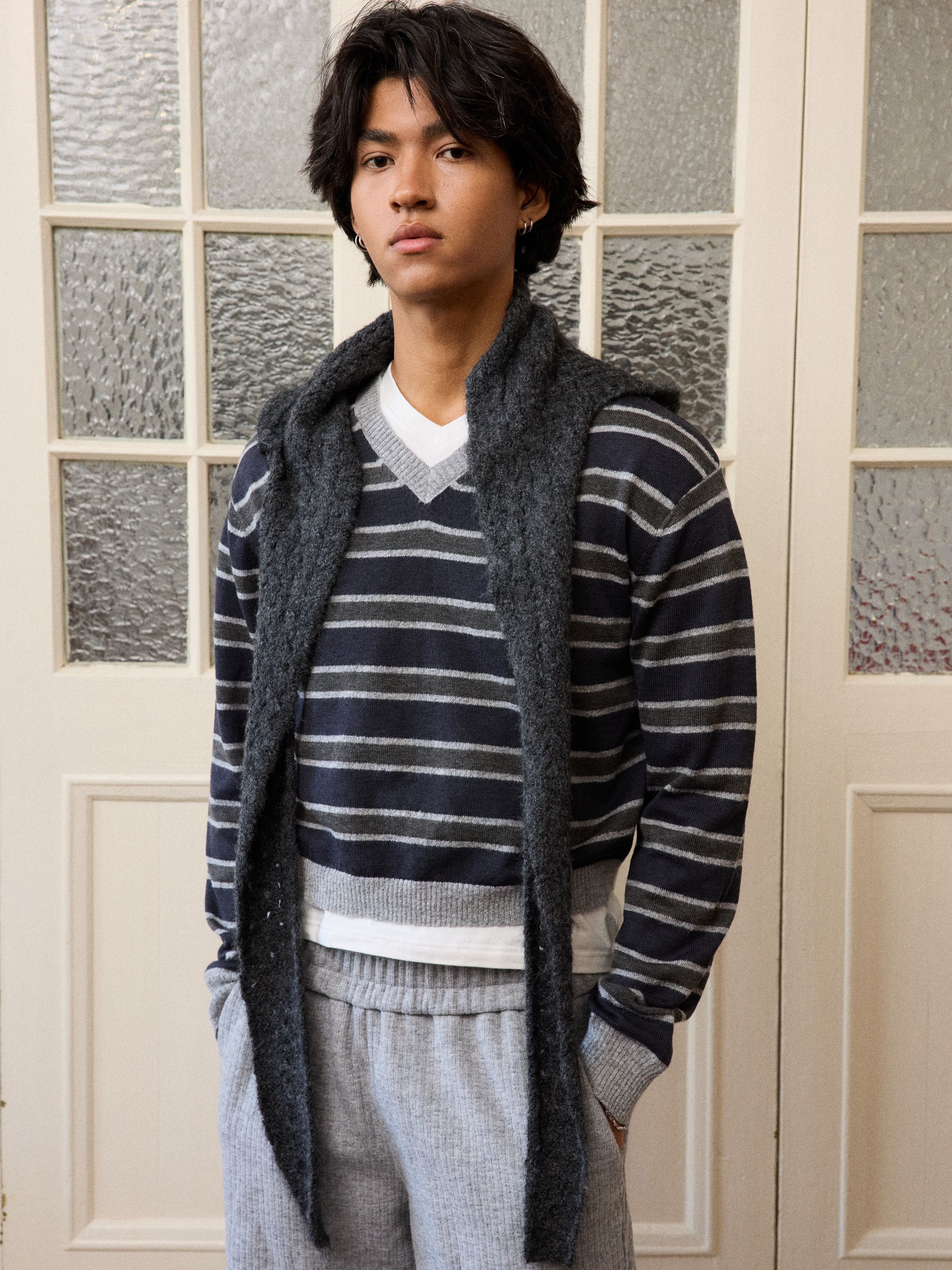 Striped V-Neck Sweater