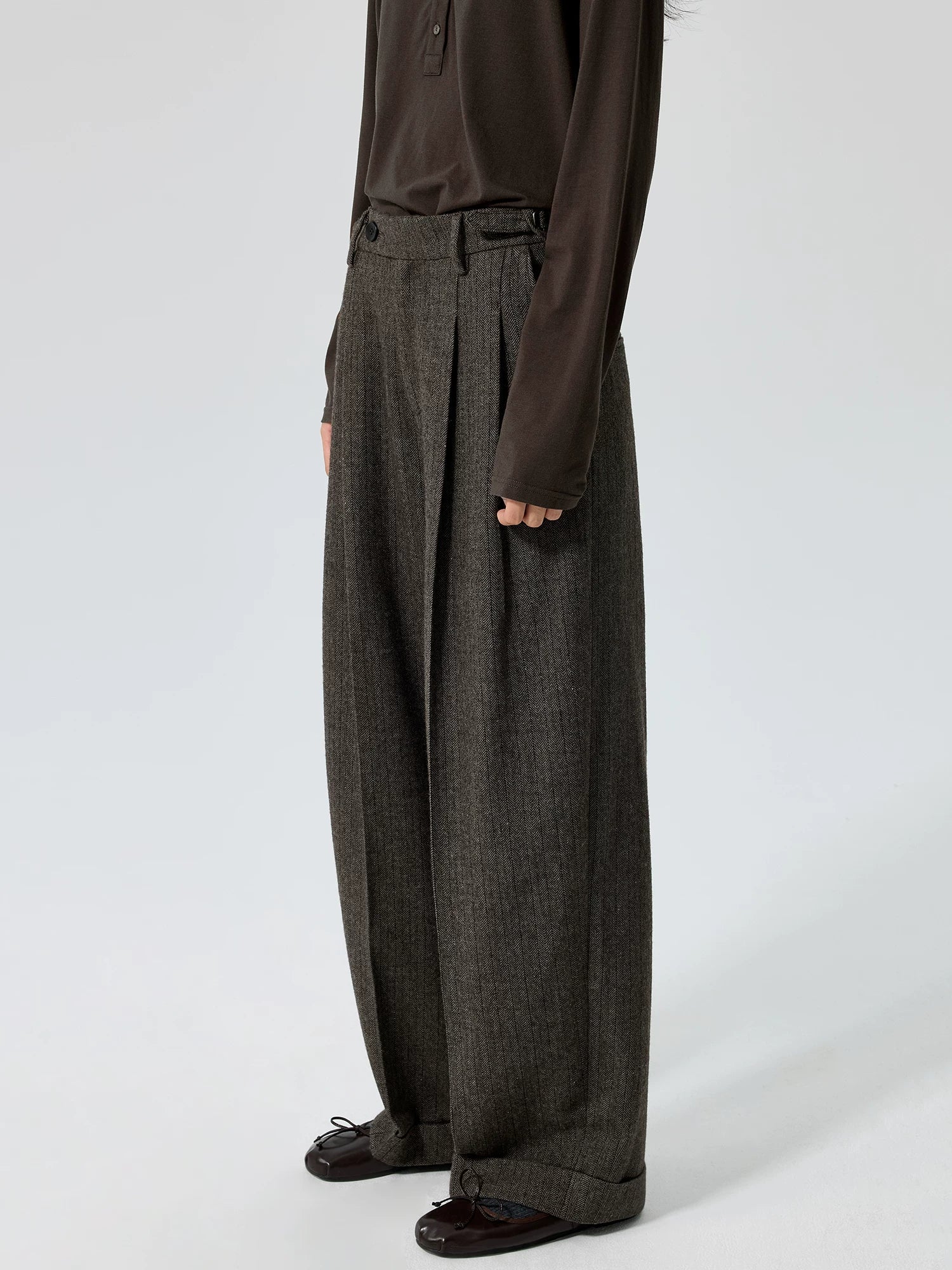 Striped Wool Tapered Trousers