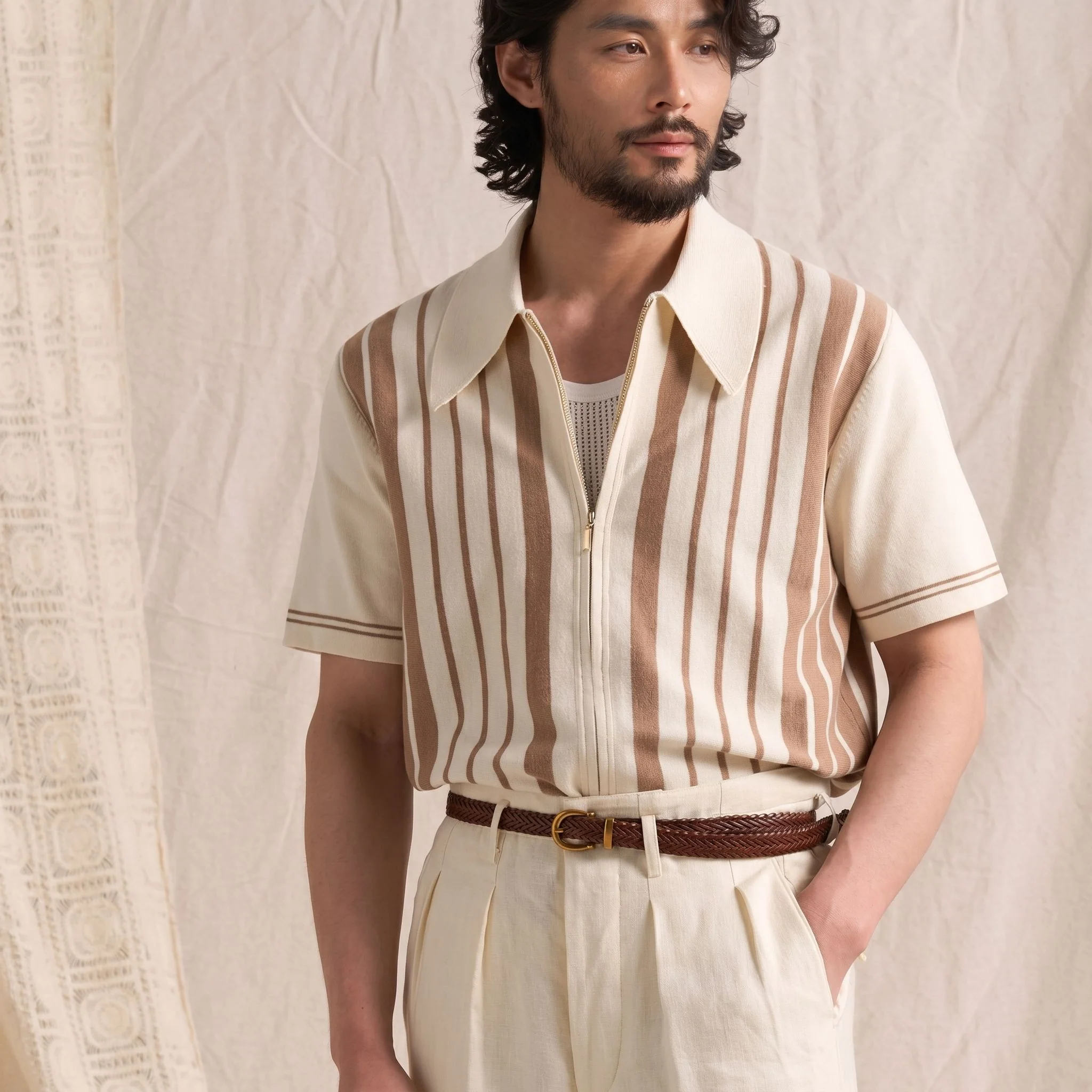 Striped Zip Polo - Image 6