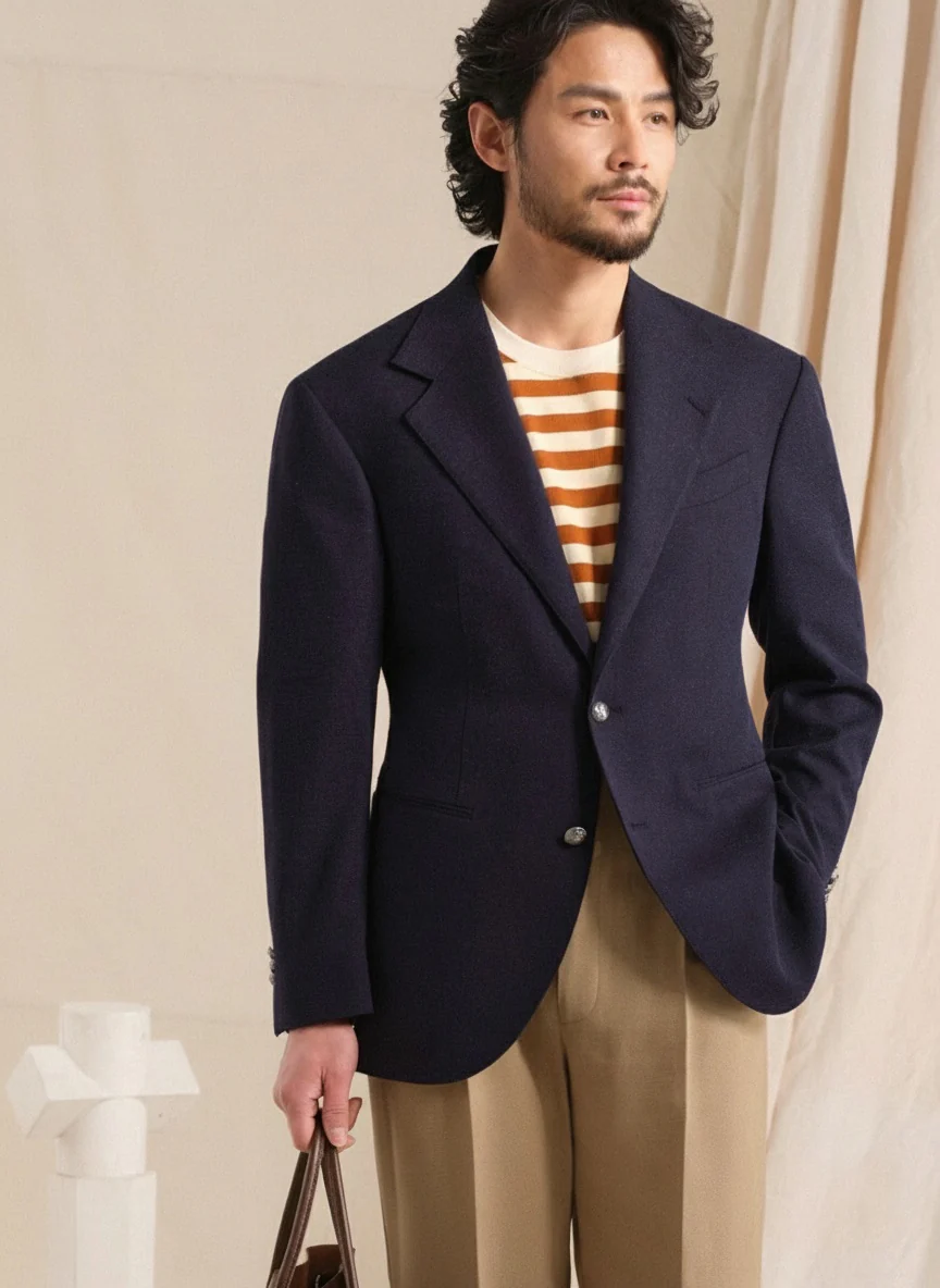 Strong-Twist Linen-Blend Blazer