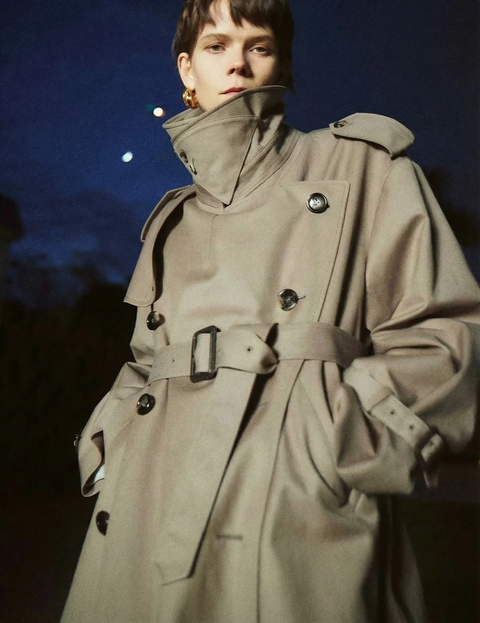Strong-Twist Wool-Cotton Windbreaker Coat - Image 2