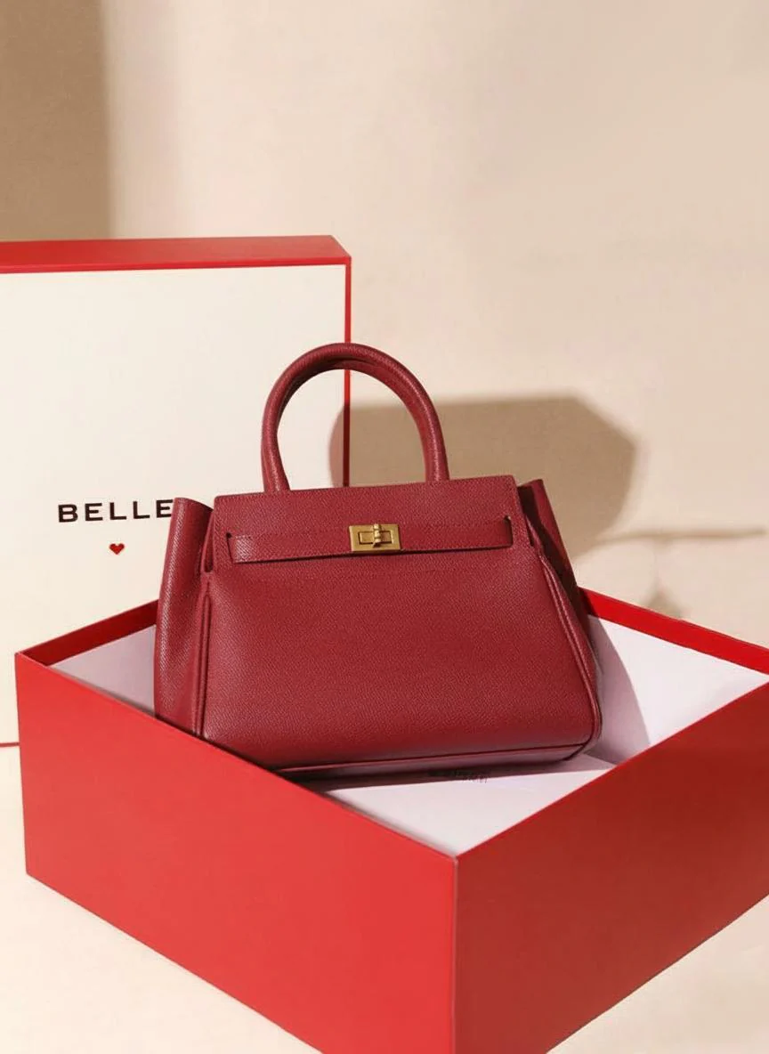 Structured Burgundy Top-Handle Handbag