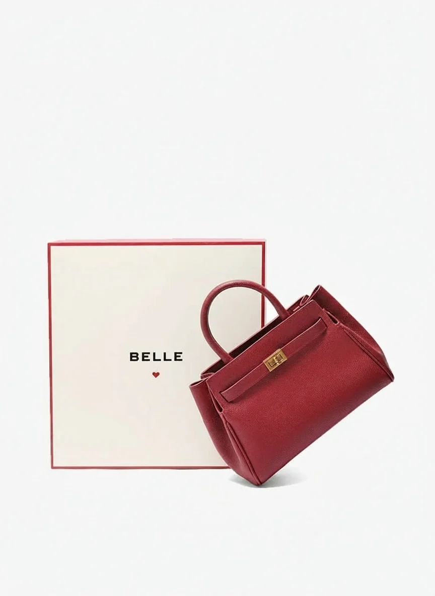 Structured Burgundy Top-Handle Handbag - Image 4