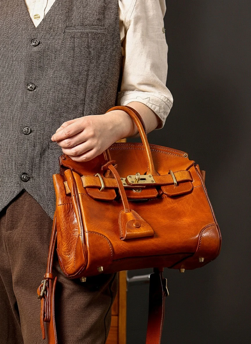 Structured Italian Leather Top-Handle Bag