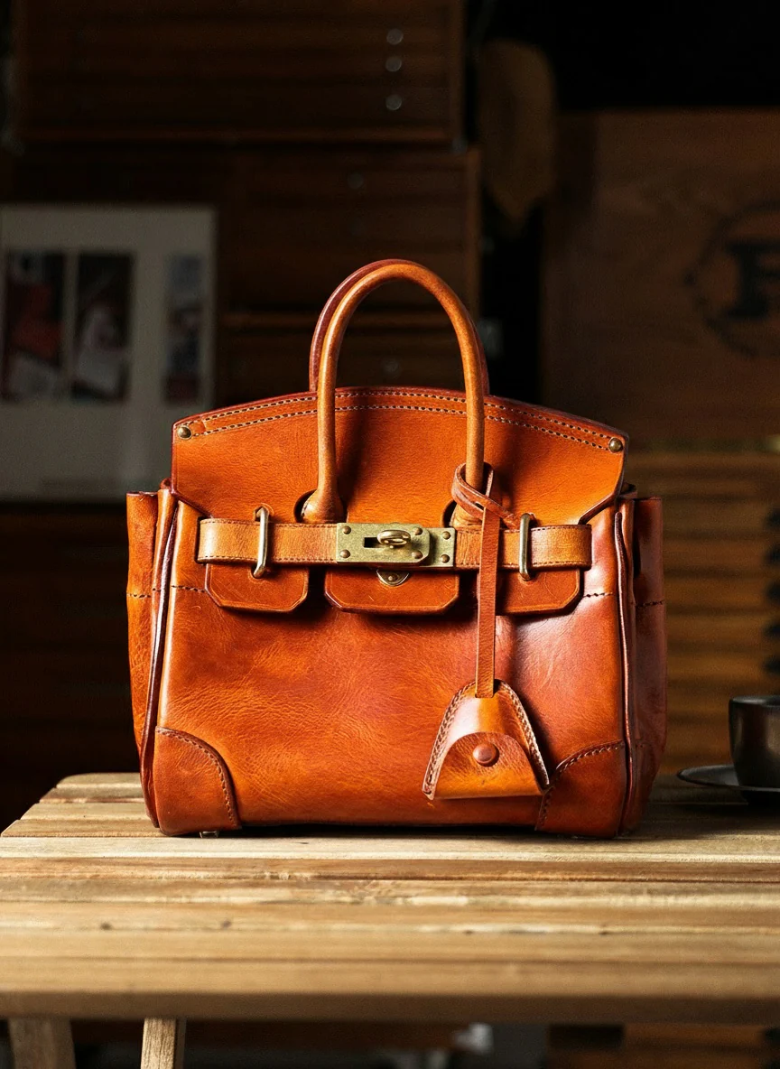 Structured Italian Leather Top-Handle Bag - Image 4