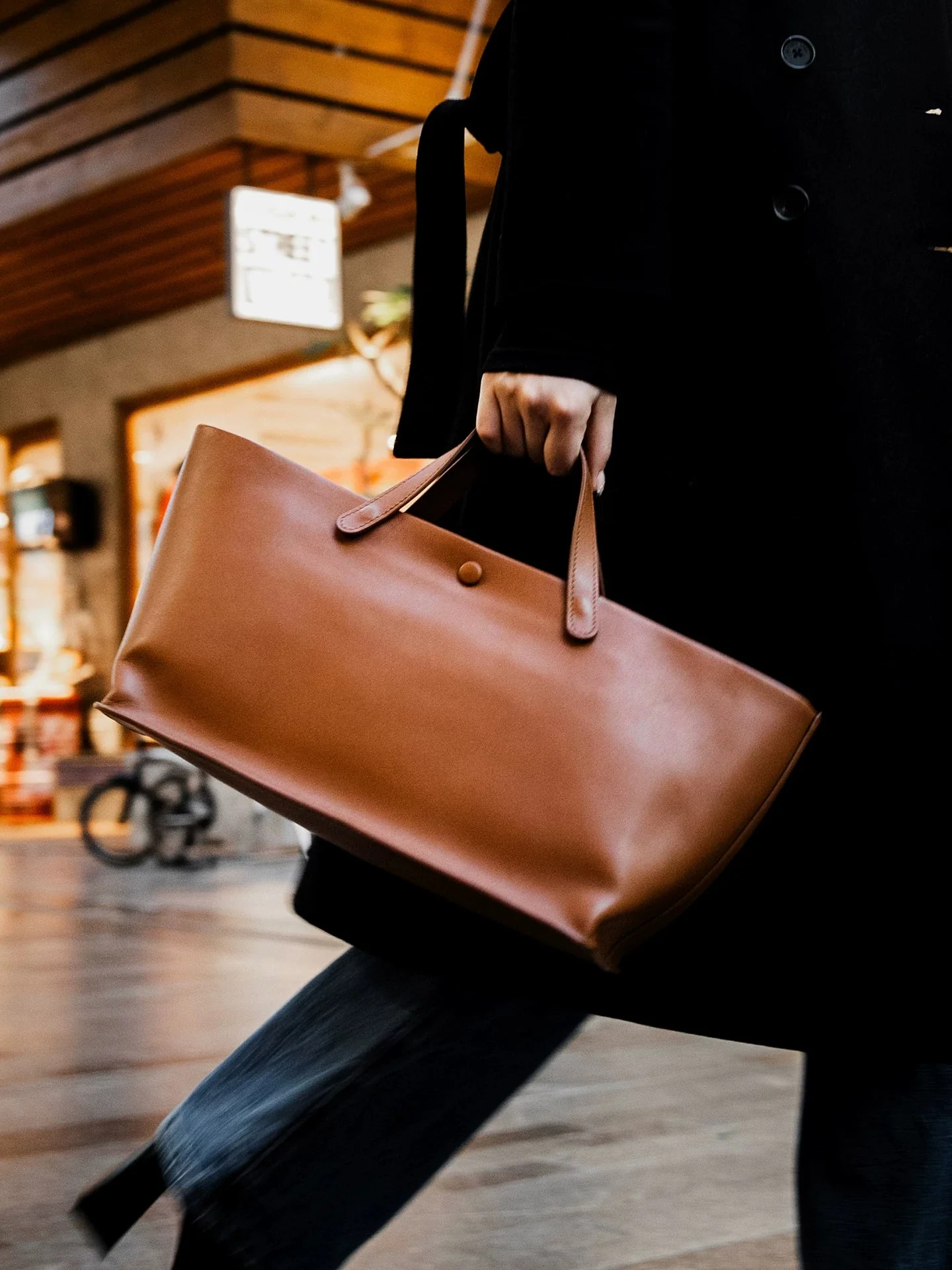Structured Leather Tote - Image 2
