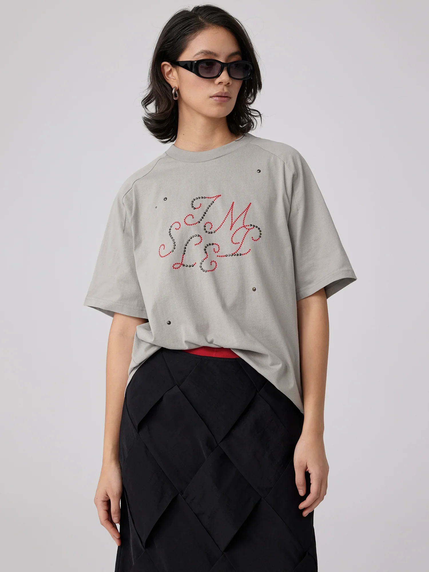 Studded Script Oversized T-Shirt