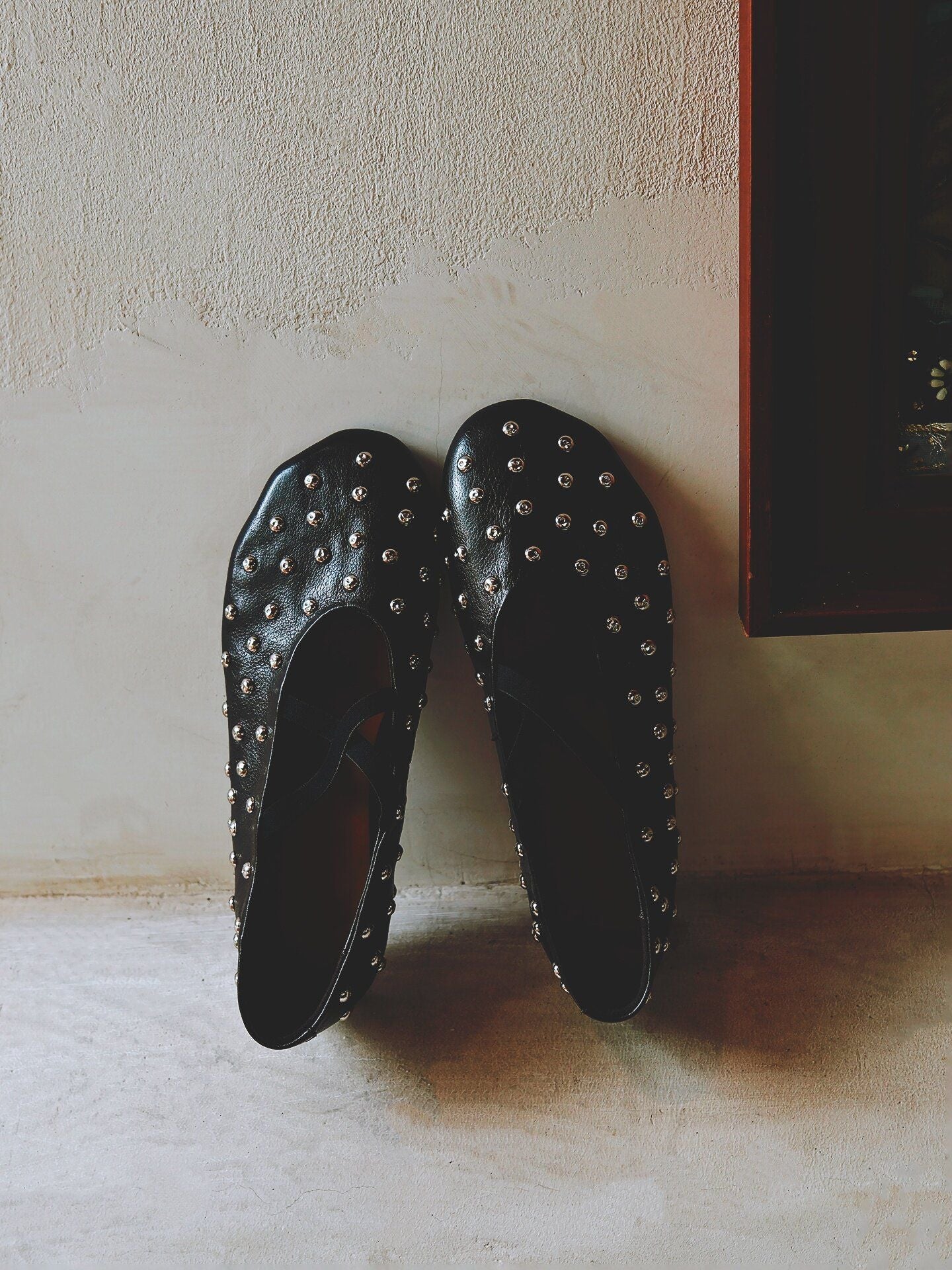 Studded Top-Grain Leather Ballet Flats - Image 2