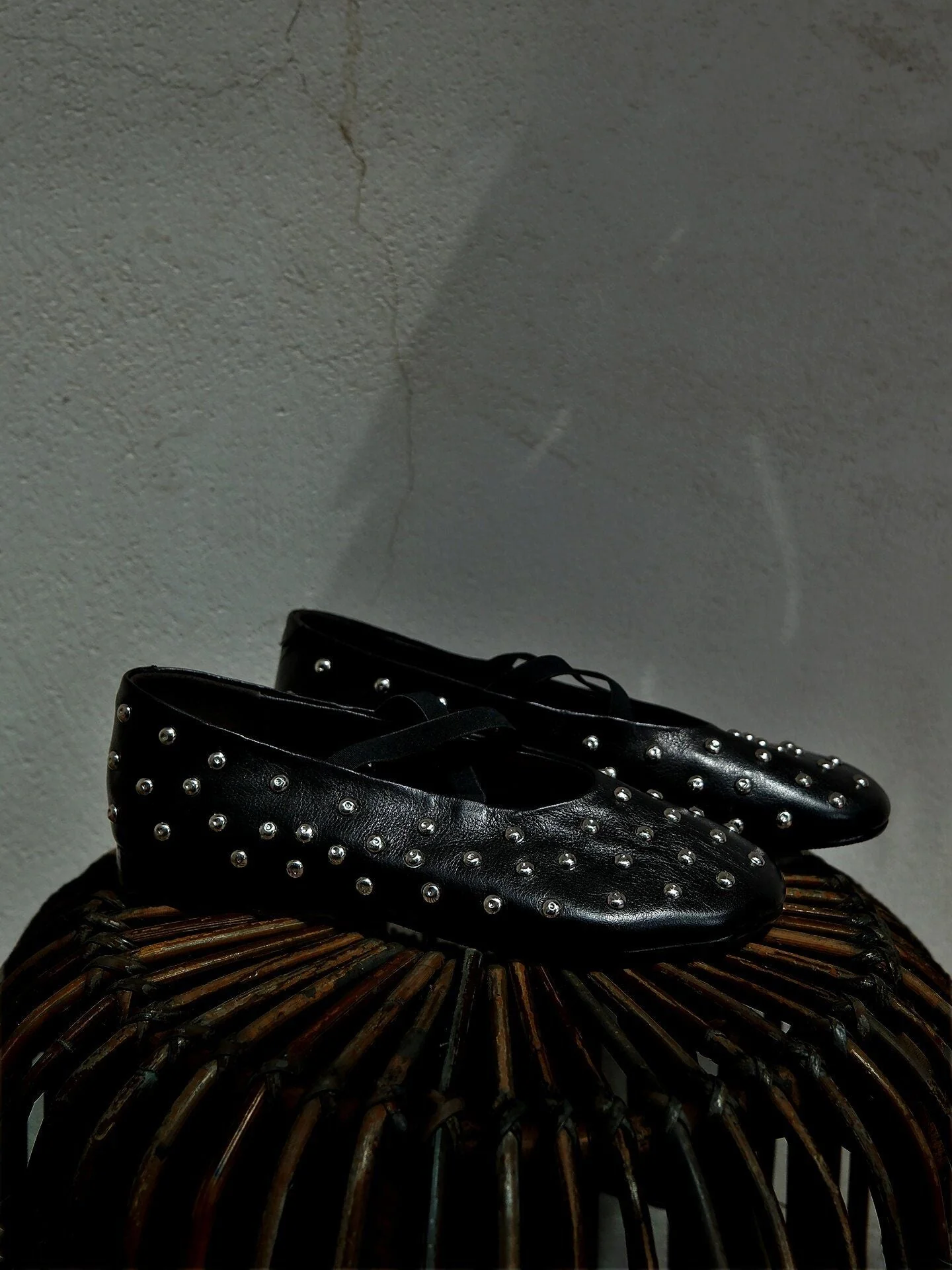 Studded Top-Grain Leather Ballet Flats - Image 3
