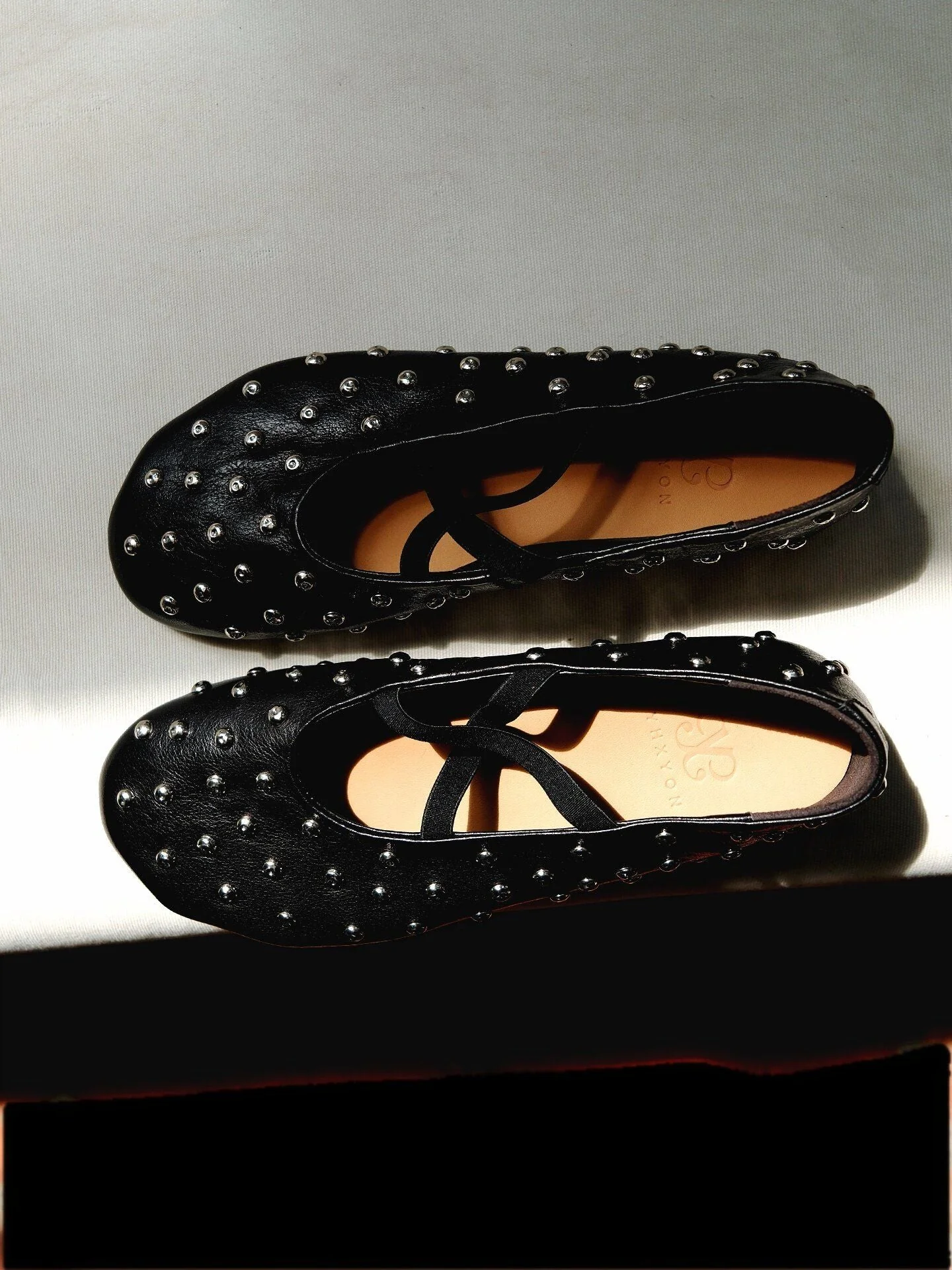 Studded Top-Grain Leather Ballet Flats - Image 4