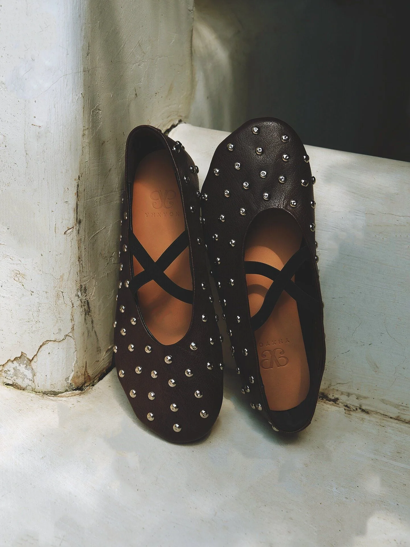 Studded Top-Grain Leather Ballet Flats - Image 5