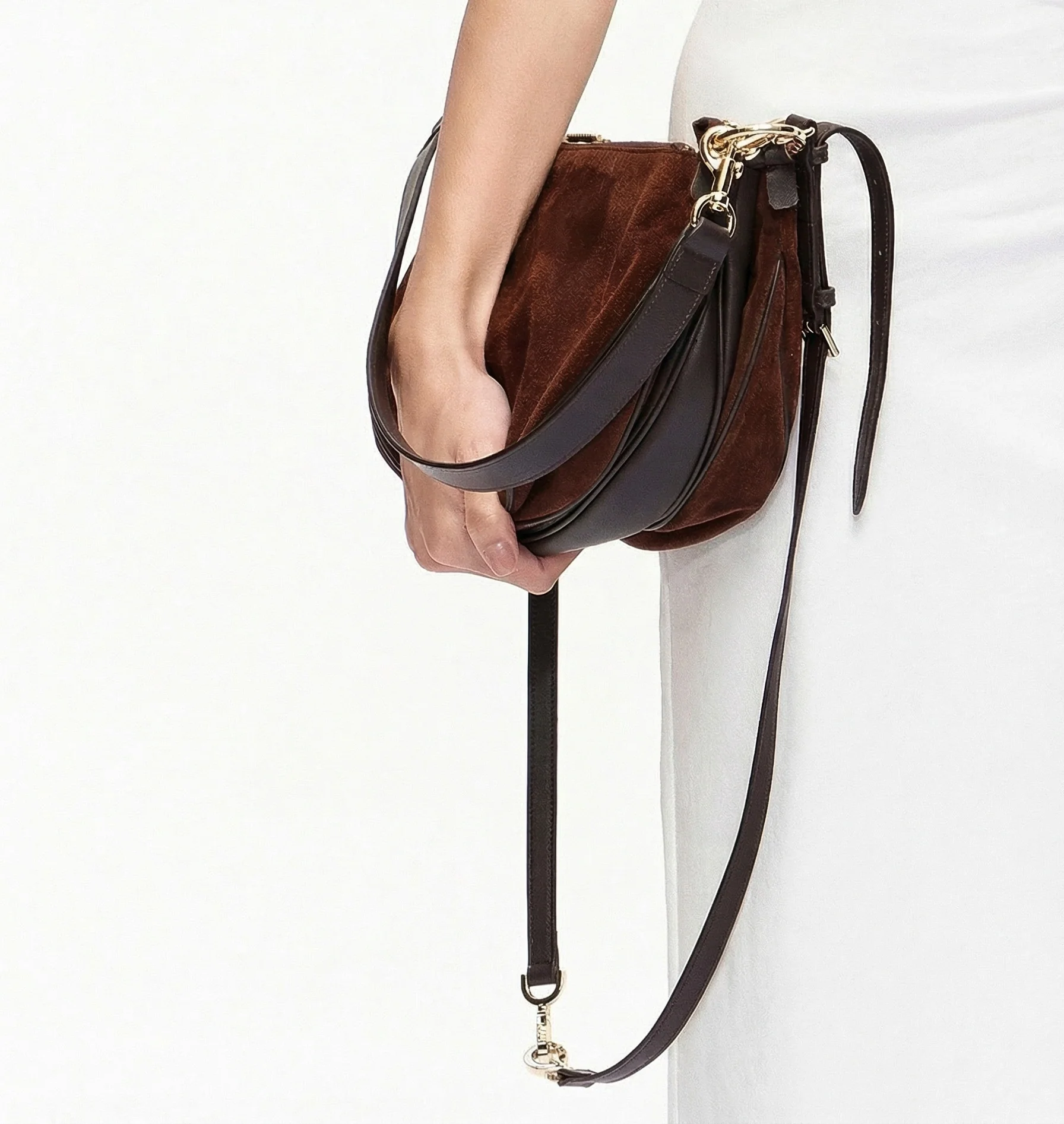 Suede Accordion Shoulder Bag