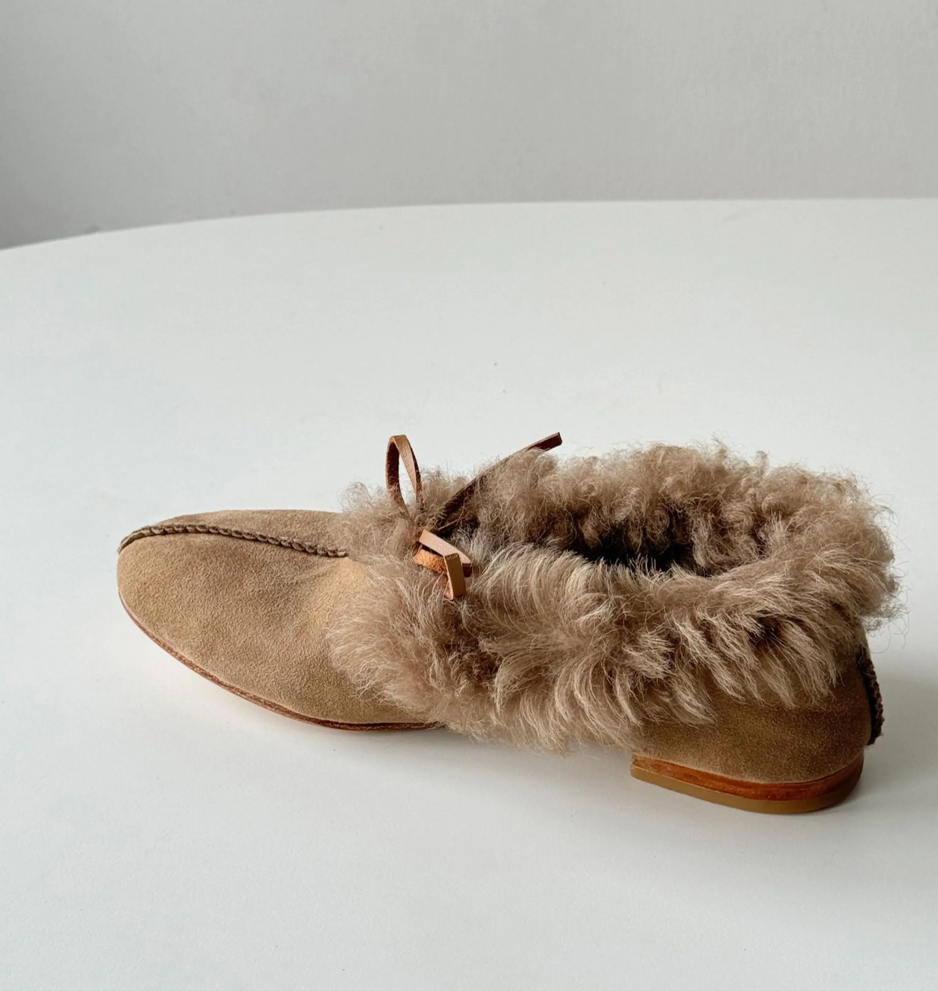 Suede and Fur Low-Top Slippers